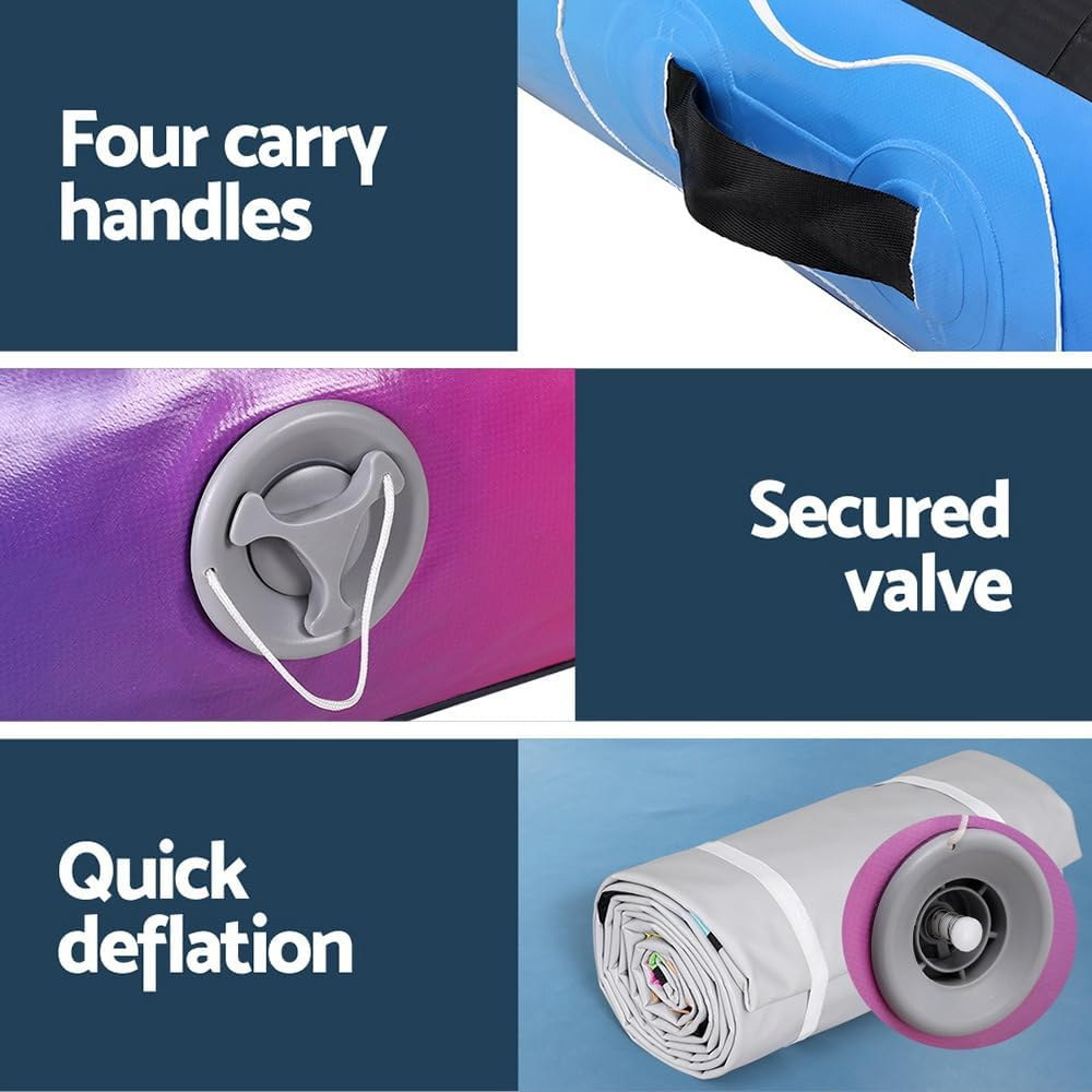 Everfit Air Track, 6M Inflatable Yoga Gymnastics Mat Tumbling Mats Thick Training Exercise Airtrack Flooring Home Gym Equipment Outdoor Fitness, Anti-Slip Wear-Resistant Colourful image number 5