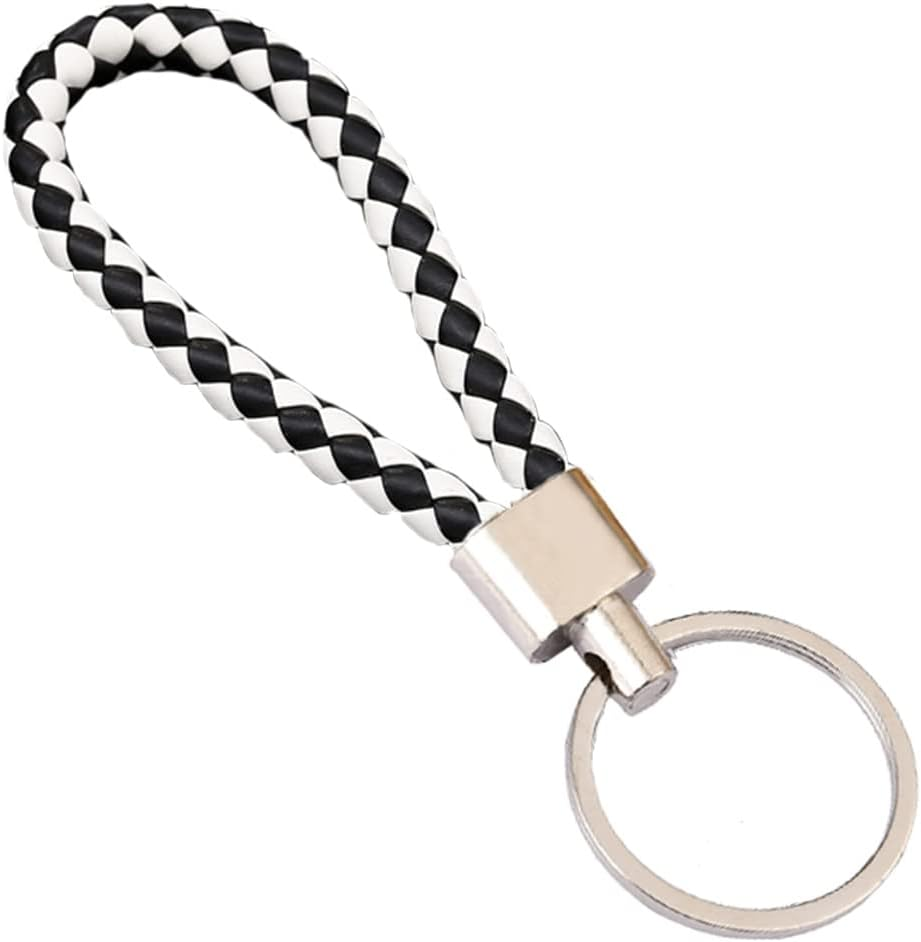 Braided Leather Keychain Key Chain for Men Braided Key Chain Handmade Weave Leather Rope Keyring Car Motorcycle Keychain Ring Universal Keyring Holder Single Keychains Accessories