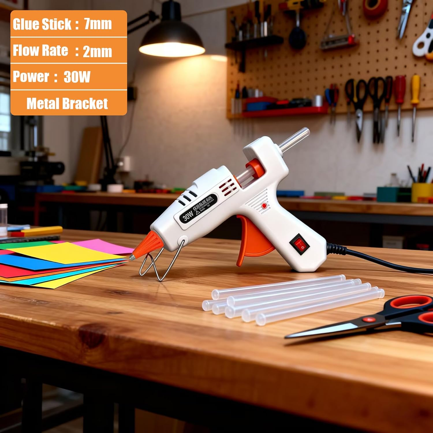 Mini Glue Gun Kit with 42 Gun Sticks(150Mm X 7Mm) for Australia, 30W Fast Heating Hot Melt Gun, Lightweight Craft Hot Glue Gun for School Crafts DIY Arts and Quick Home Repairs image number 4