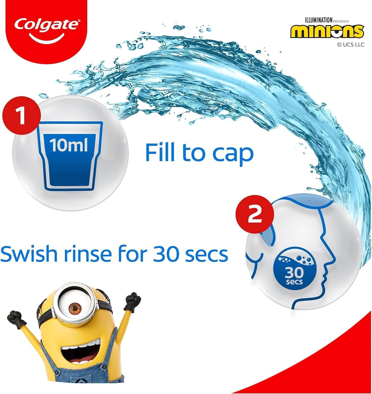 Colgate Kids Minions Antibacterial Mouthwash Rinse, for Children 7+ Years, Alcohol Free, Bubble Mint image number 2