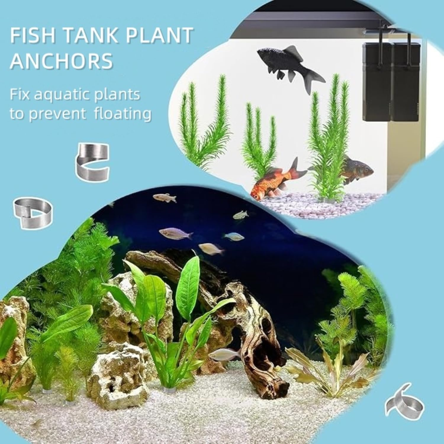 25 Pcs Aquarium Plant Weights & Anchors - Bendable Fish Tank Plant Holders for Live Aquatic Plants, Underwater Plant Fixer for Aquariums & Ponds image number 6