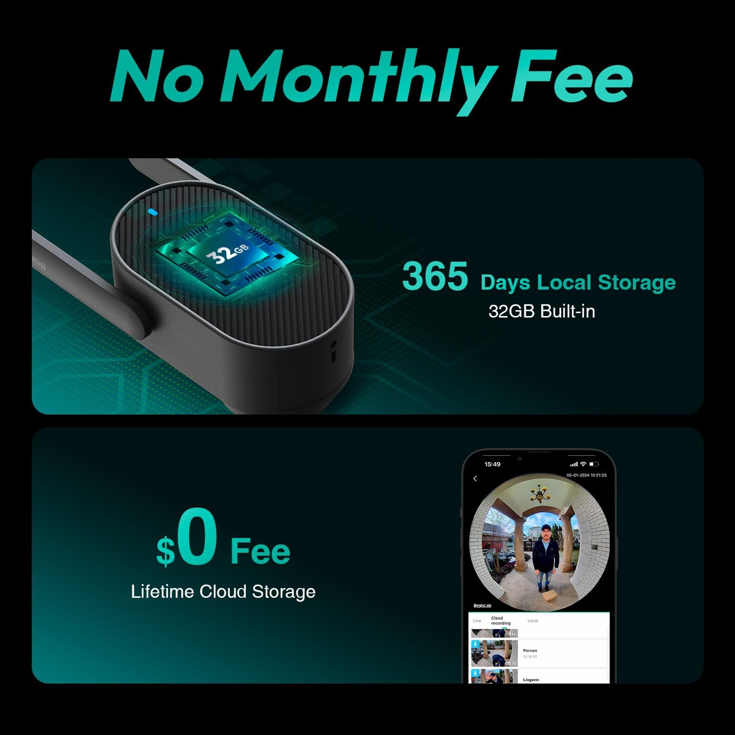 BOTSLAB 5MP Video Doorbell Camera Wireless, No Monthly Fee, 1:1 Head-To-Toe with 180&deg; Angle, 210-Day Battery Life, 32GB Local Storage, 2.4/5G Wifi, Motion Detection, Easy Installation, 2-Way Audio image number 5