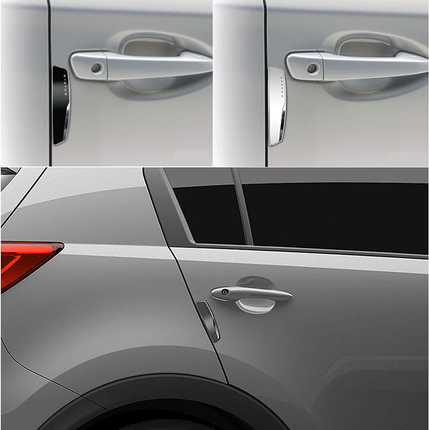 4 Pcs Status High Glossy Slim Door Edge Guards Bumper Protector Trim Guard Sticker Molding Black Color for Motors (Silver) image number 3