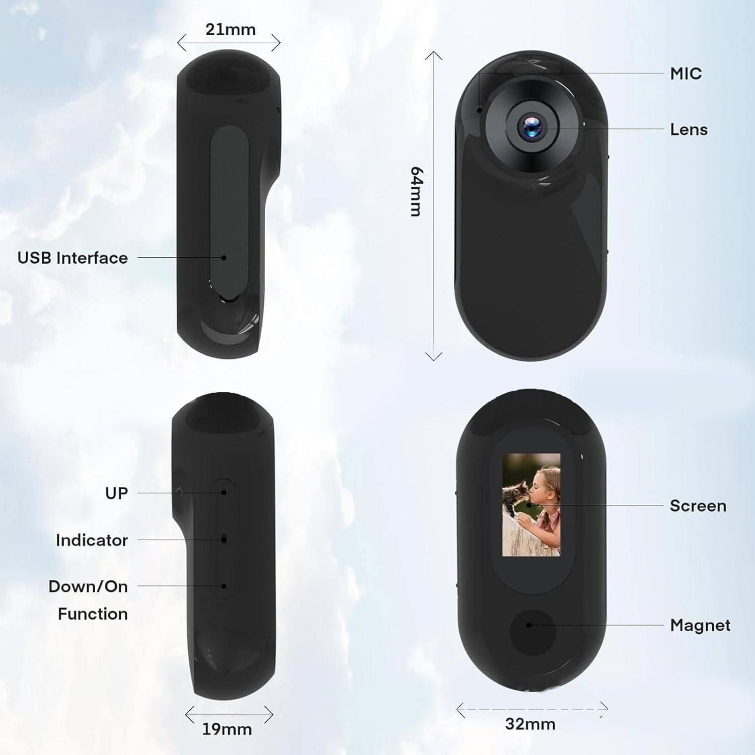 Jectse 1080P Cat Collar Camera, 170&deg; Wide Angle Dog Tracker Collar, No Wifi Required, Lightweight Pet Body Camera with Audio and Video Recordings for Dogs, Cats image number 5