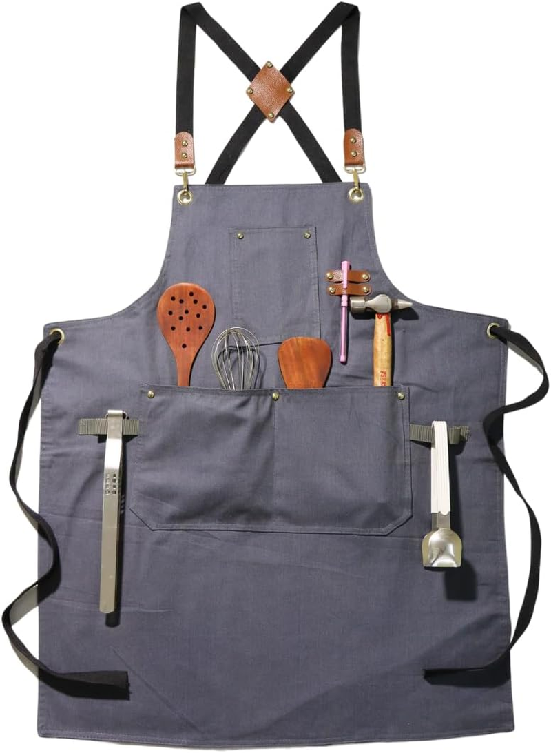 Heavy Duty Cotton Apron for Men & Women| Suitable for Home Kitchen | Triple Layer Waterproof Apron | Adjustable Strap for Chefs, Painters and Many More