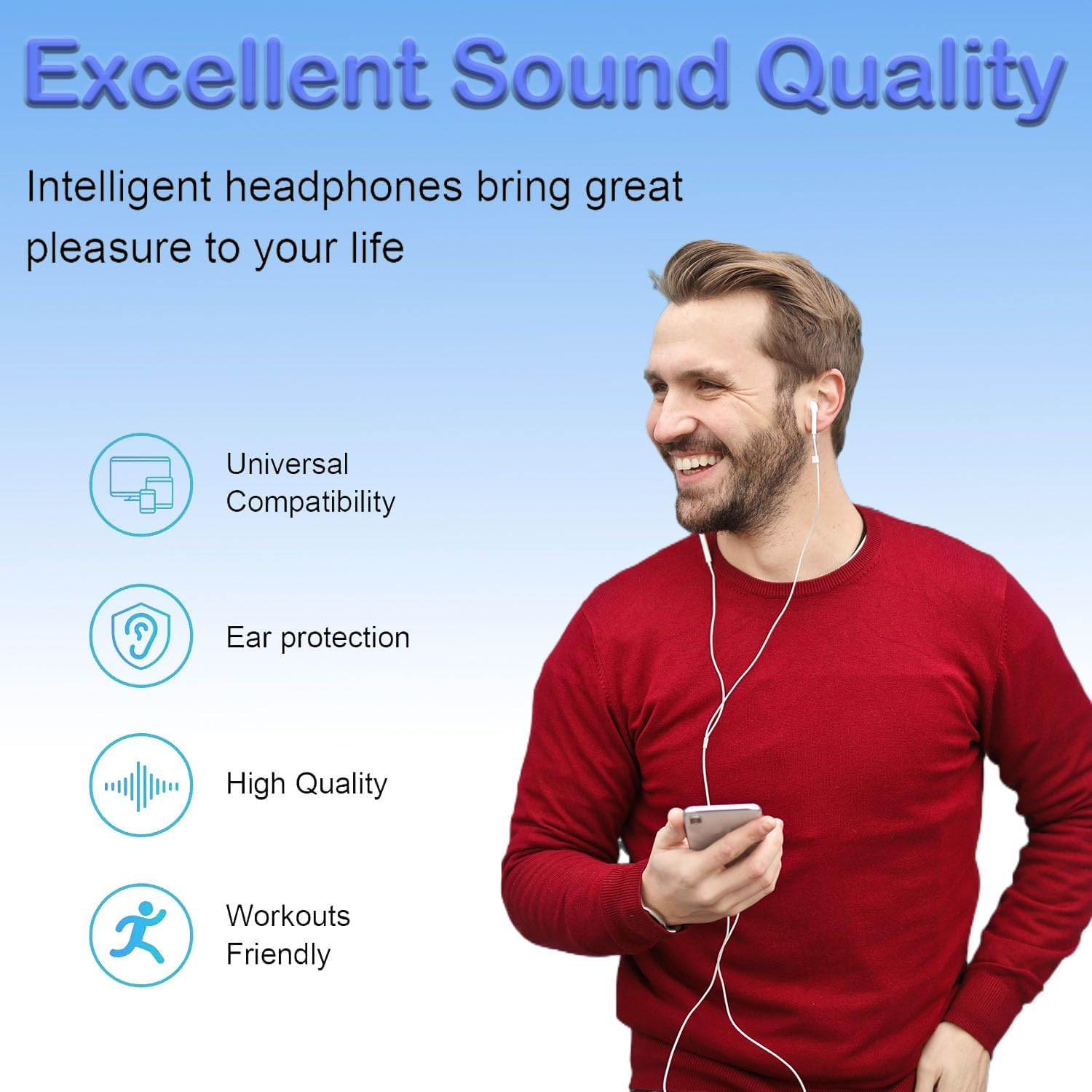 Lichely Wired Earbuds with Microphone 3.5Mm Earphones for Iphone/Ipad/Android/Pc, Noise Isolating In-Ear Headphones with Ultra Clear Calls, Compatible with Sam-Sung/Laptop/Tablet image number 3