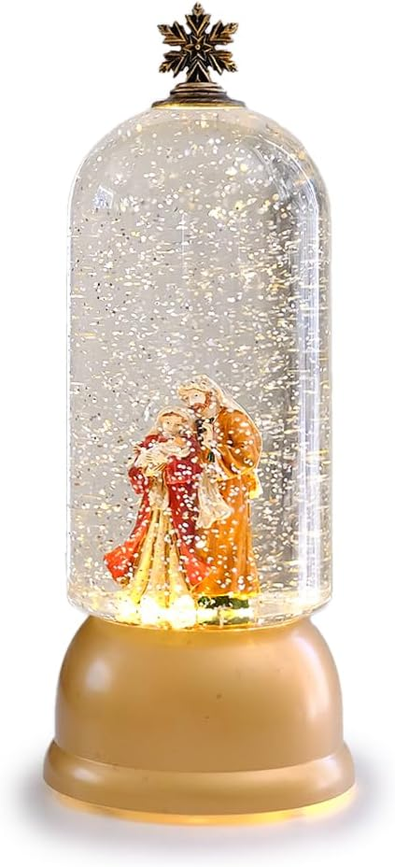 LED Musical Christmas Lantern with Swirling Confetti Holy Family Scene
