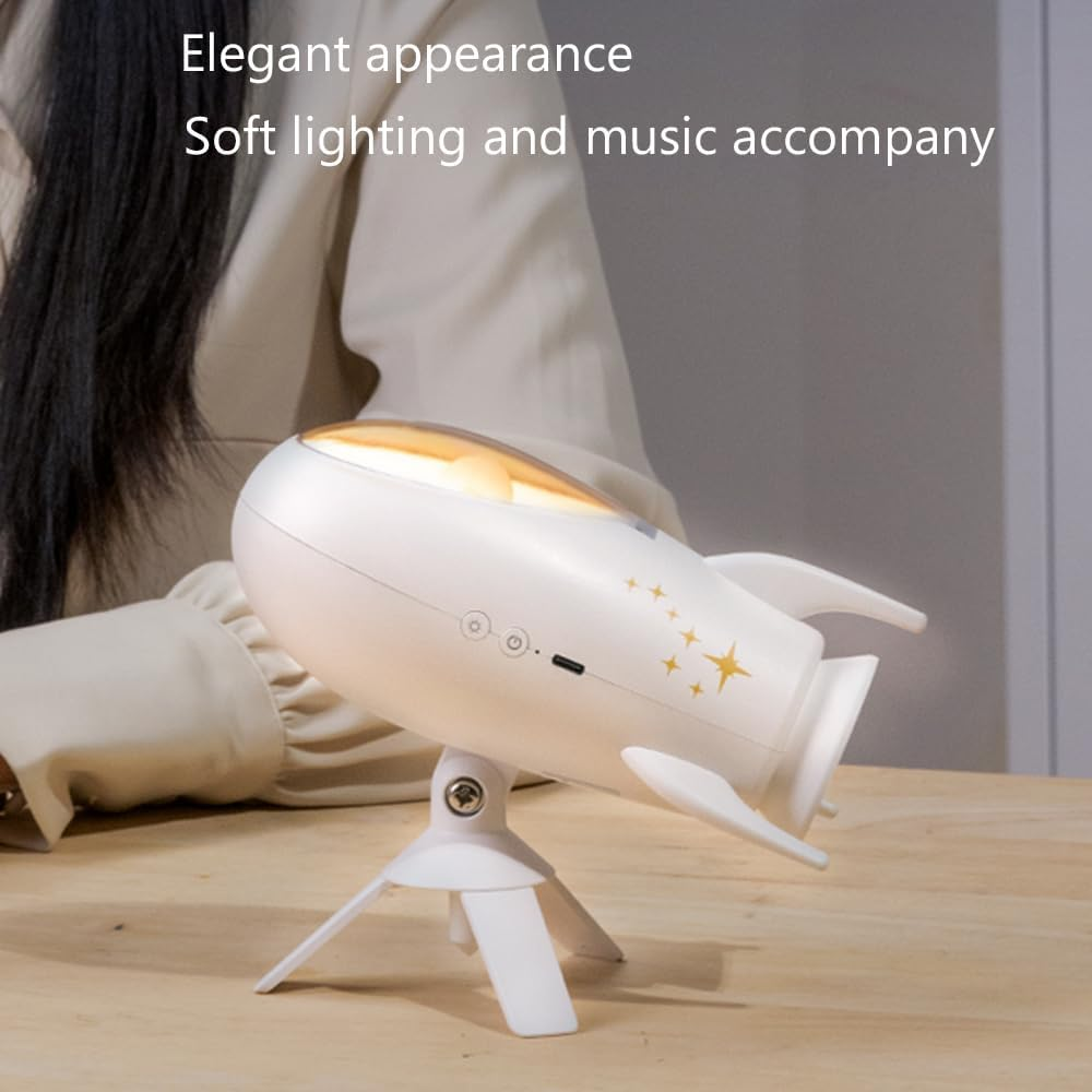 ANJOGIFT Elegant Rocket LED Night Light Music Speaker Lamp USB Type-C Rechargeable, Color Temperature and Brightness Adjustable, Two Mode Can Be Switched, Ideal Bedroom Mood Light and Gift image number 5