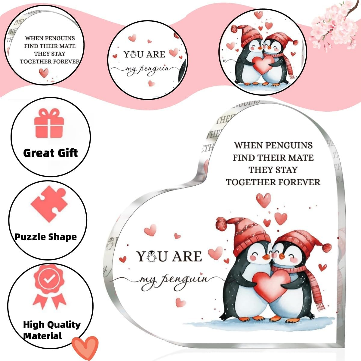 Valentines Day Gifts for Him Her, Anniversary Acrylic Keepsake 5.1 * 5.1 in Boyfriends Girlfriends Gifts Husband Wife Valentines Anniversary Wedding (Heart)