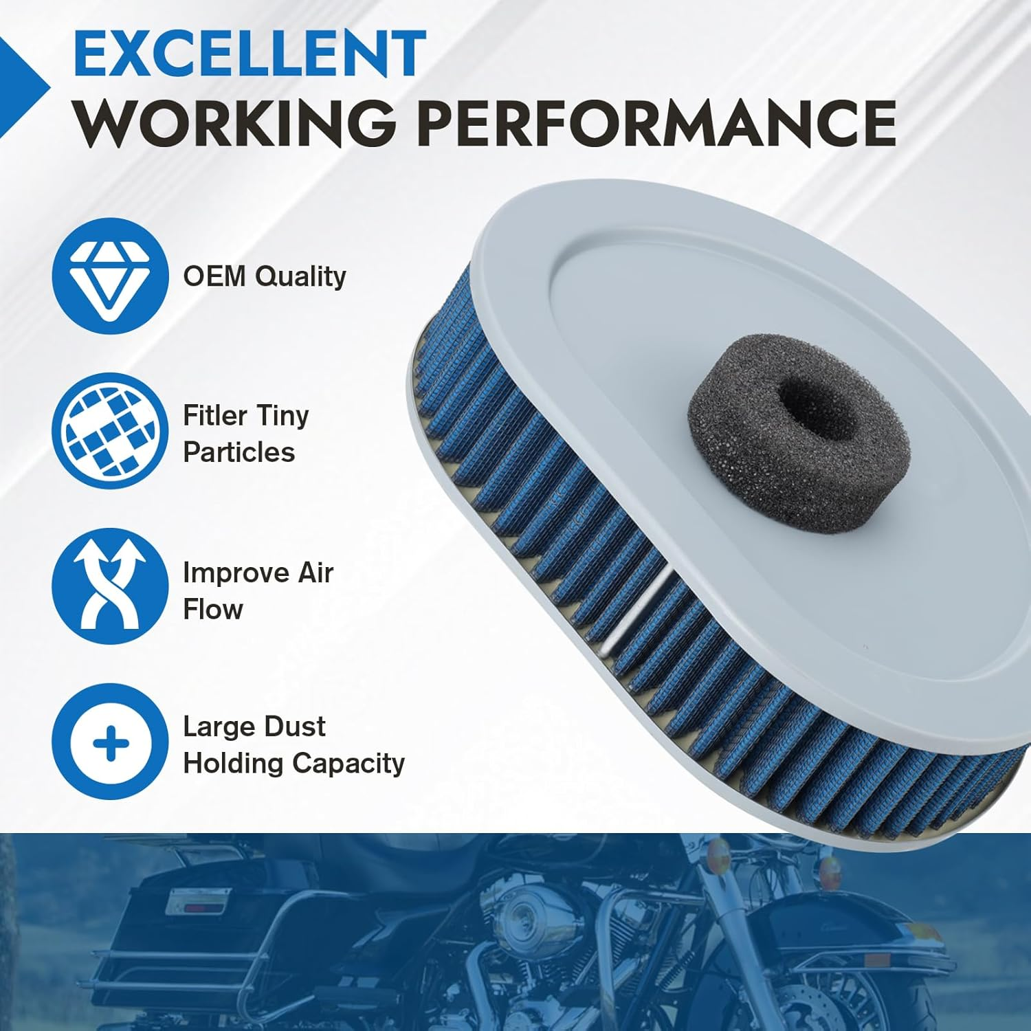 Cyleto 29259-91A 29259-93 HD-1390 Air Filter Cleaner for EVO Evolution BT 90-98 FLT FXR FXD FLST FXST 12-576 Harley Davidson FXDB Dyna Glide FLHR Road King image number 6