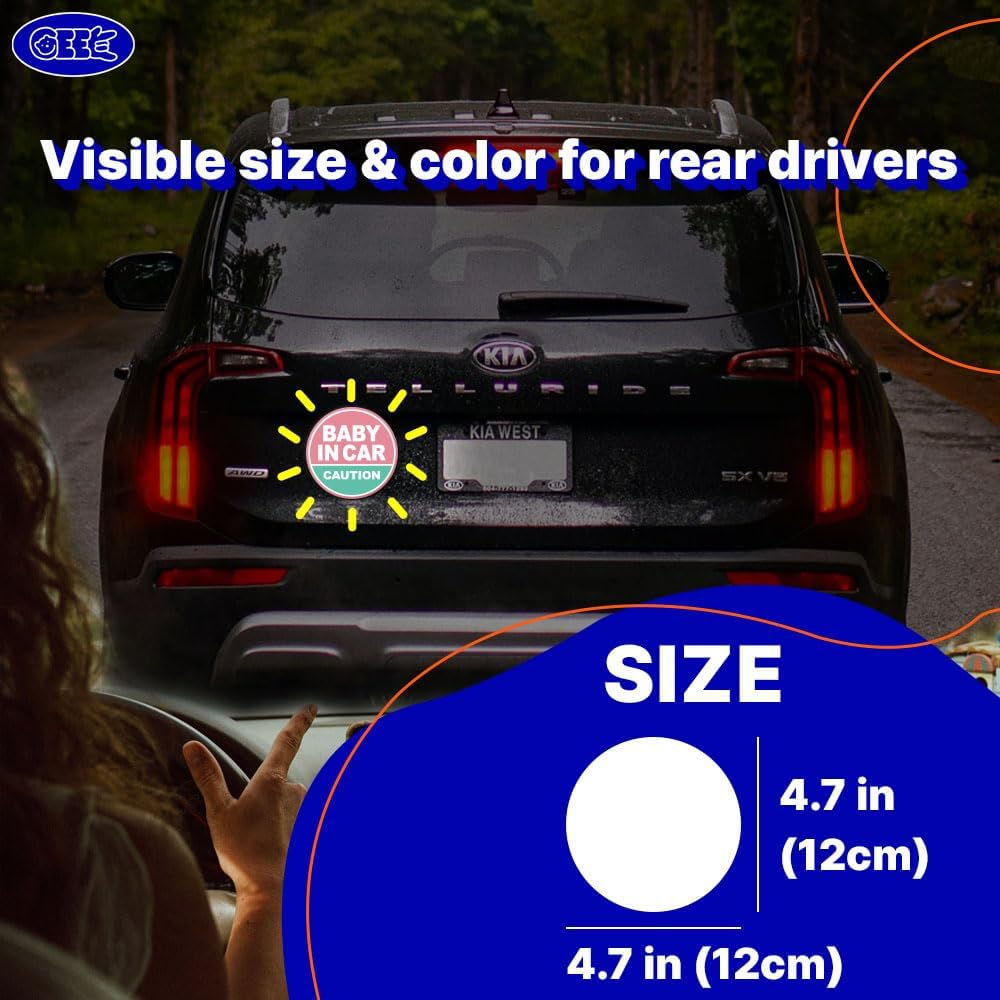 Baby in Car Magnet (Light Pink/Turquoise) - Baseball image number 3