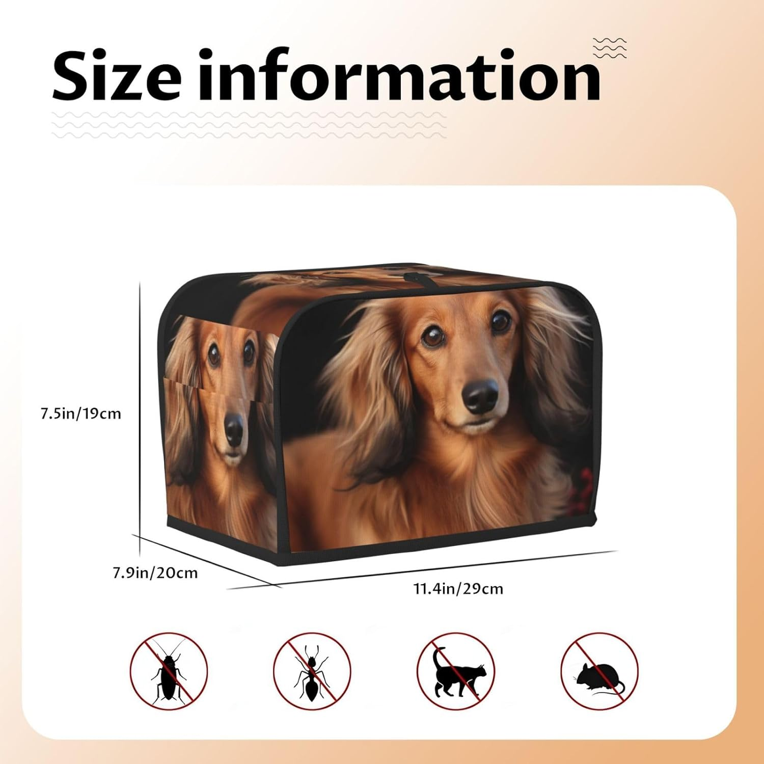 2 Slice Toaster Covers Quilted Bread Maker Cover Small Appliance Cover with Handle Long Haired Dachshund Toasters Dust Cover for Home Table Kitchen Decor