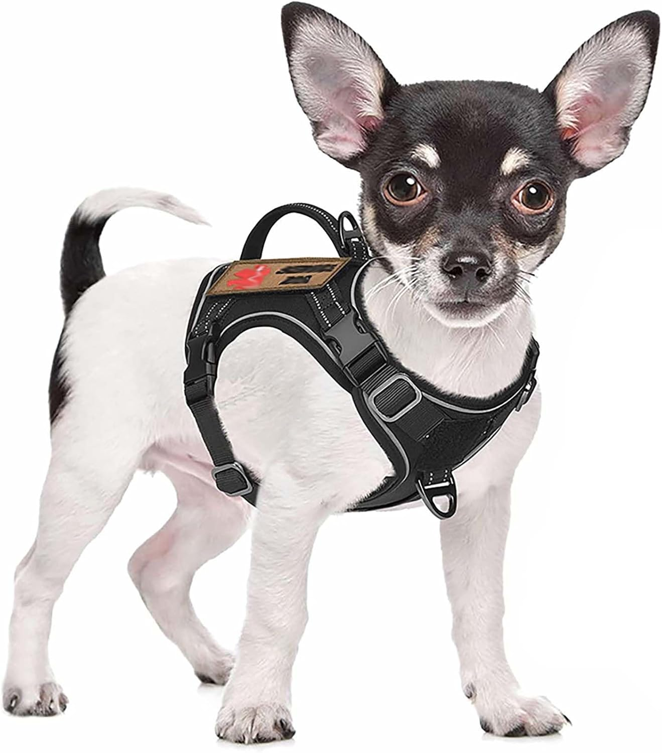 UOSIA Tactical Dog Harness for Small Dogs Military Service Dog Vest with Vertical Handle and Reflective No Pull Adjustable Pet Vest Harness for Outdoor Training