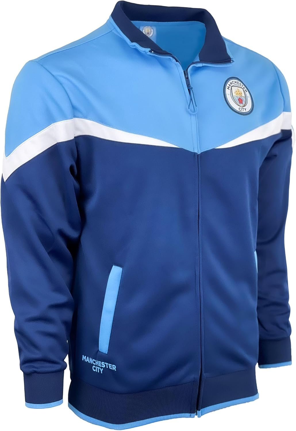 Boy'S Manchester City Jacket with Zipper Pockets, Licensed M. City Performance Track Jacket for Kids image number 4