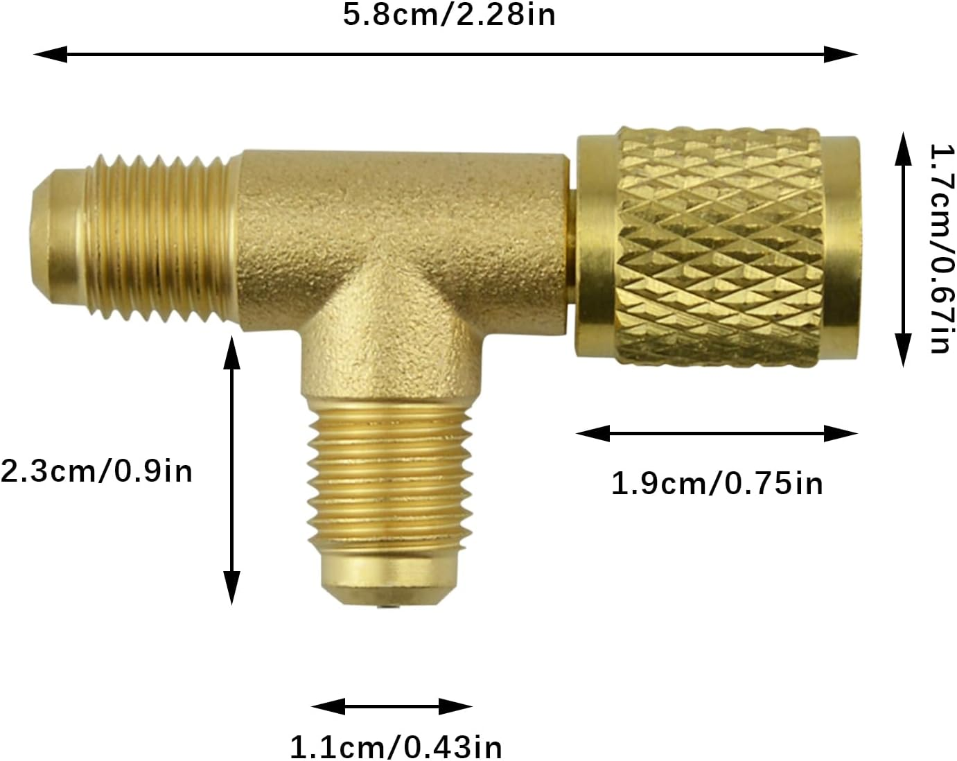 Quick Coupler Tee Adapter, 2 Pcs Brass Refrigerant Tee Adapter 1/4 Inch SAE Valves Core Tee Adapter Durable Air Conditioning Line Repair Tools for R22 R12 R134 Refrigerant Gauge Deep Vacuum Pump image number 3