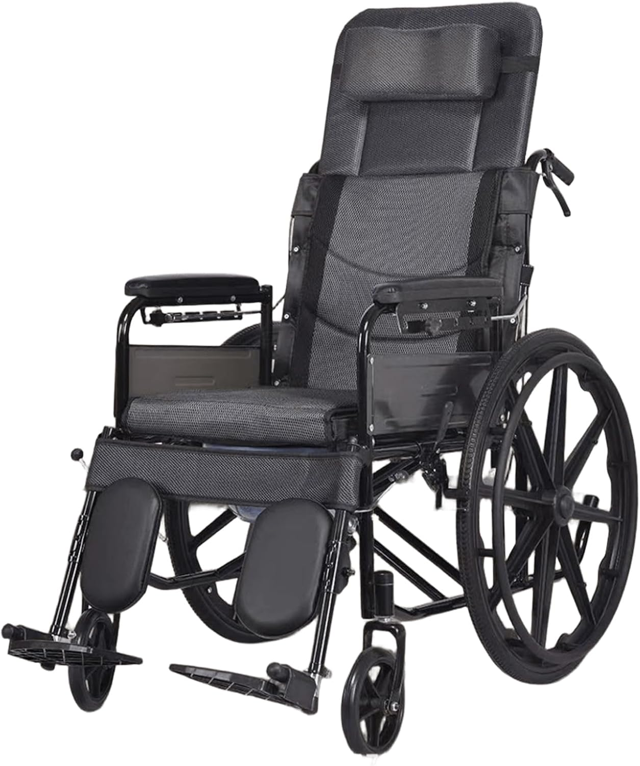 24 INCH Lightweight Foldable Wheelchair with Park Brakes and Free Flip Armrests &ndash; Perfect for Elderly Comfort and Convenience!