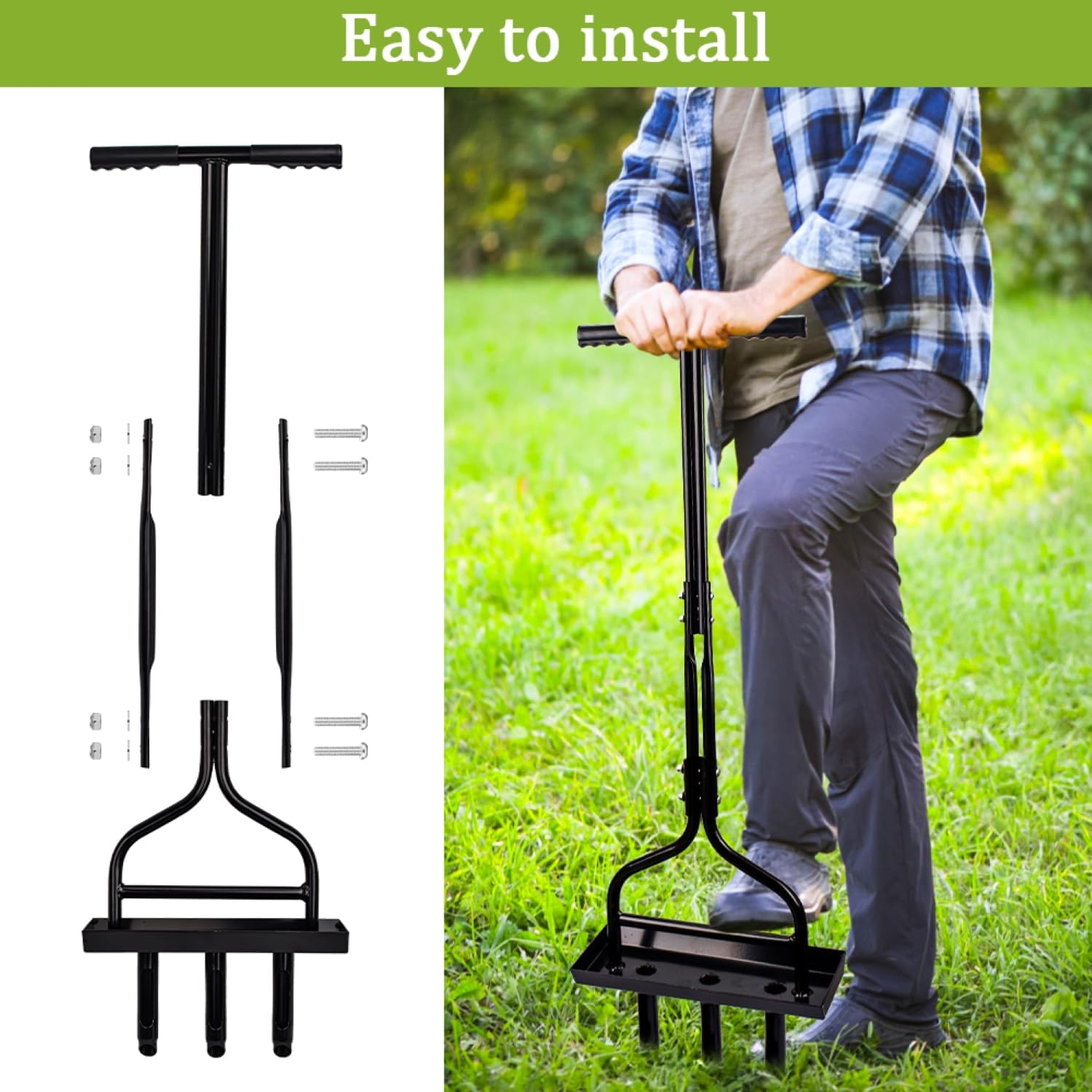 Lawn Aerator Tool, Lawn Aerator Spike Aerating Tool and Garden Tools, T-Handle Lawn Aerator, Scarifier,Lawn Aerating for Compacted Soils Lawn Care image number 3