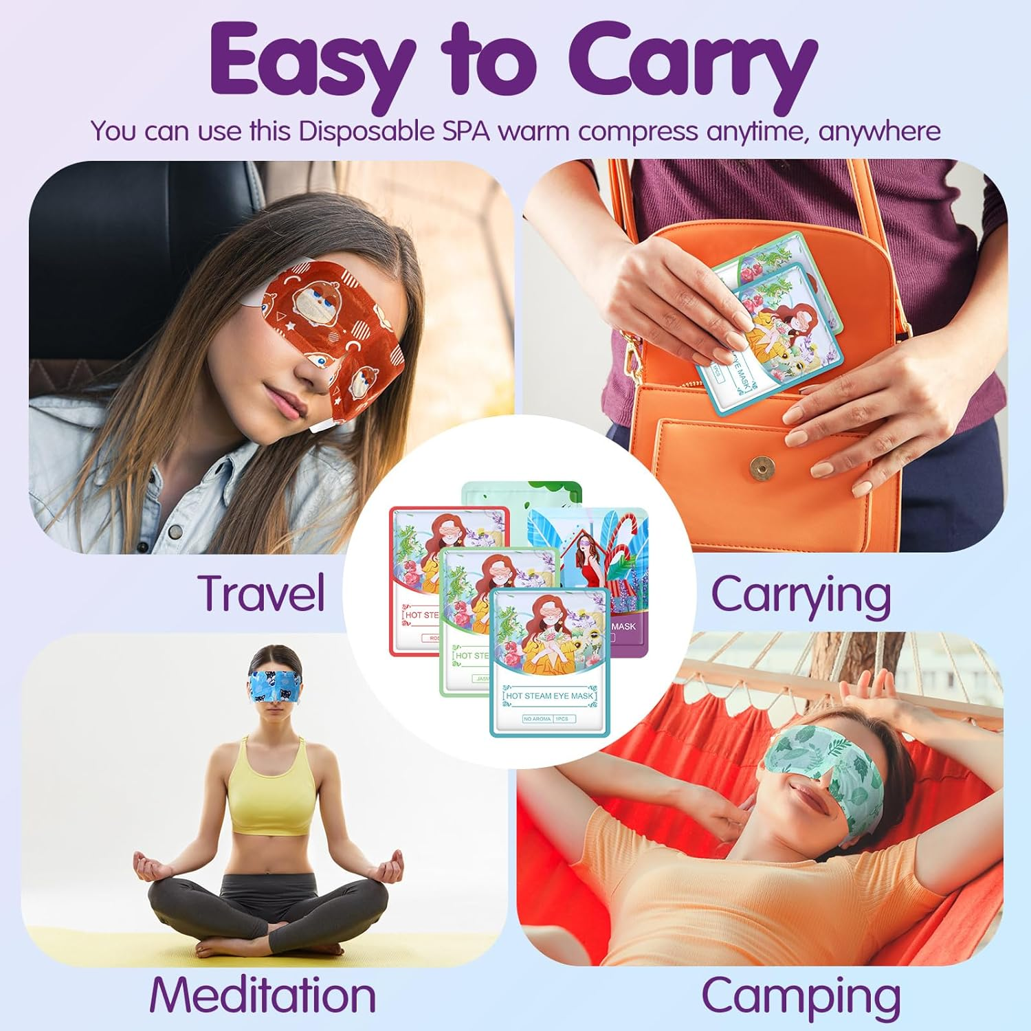 Dansib 60 Pcs 60 Pcs Disposable Steam Eye Mask Bulk for Dry Eyes Self Heating Eye Mask for Spa Sleep Warm Compress Stress Dark Circle Relief Puffiness and Mother'S Day Relaxation Gifts (Multi Scent) image number 4