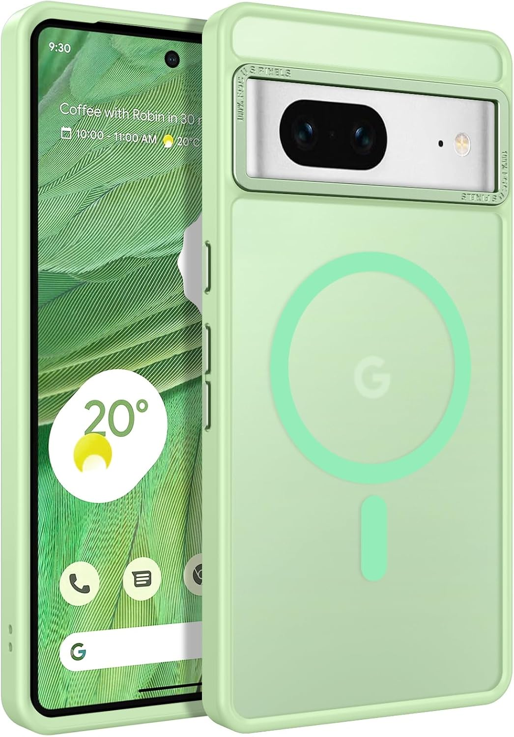 BENTOBEN for Google Pixel 7 Case [Compatible with Magsafe] Translucent Matte Magnetic Pixel 7 Case Magsafe Slim Thin Shockproof Women Men Protective Phone Cover for Google Pixel 7 6.4", Matcha Green - Grey Blue image number 3