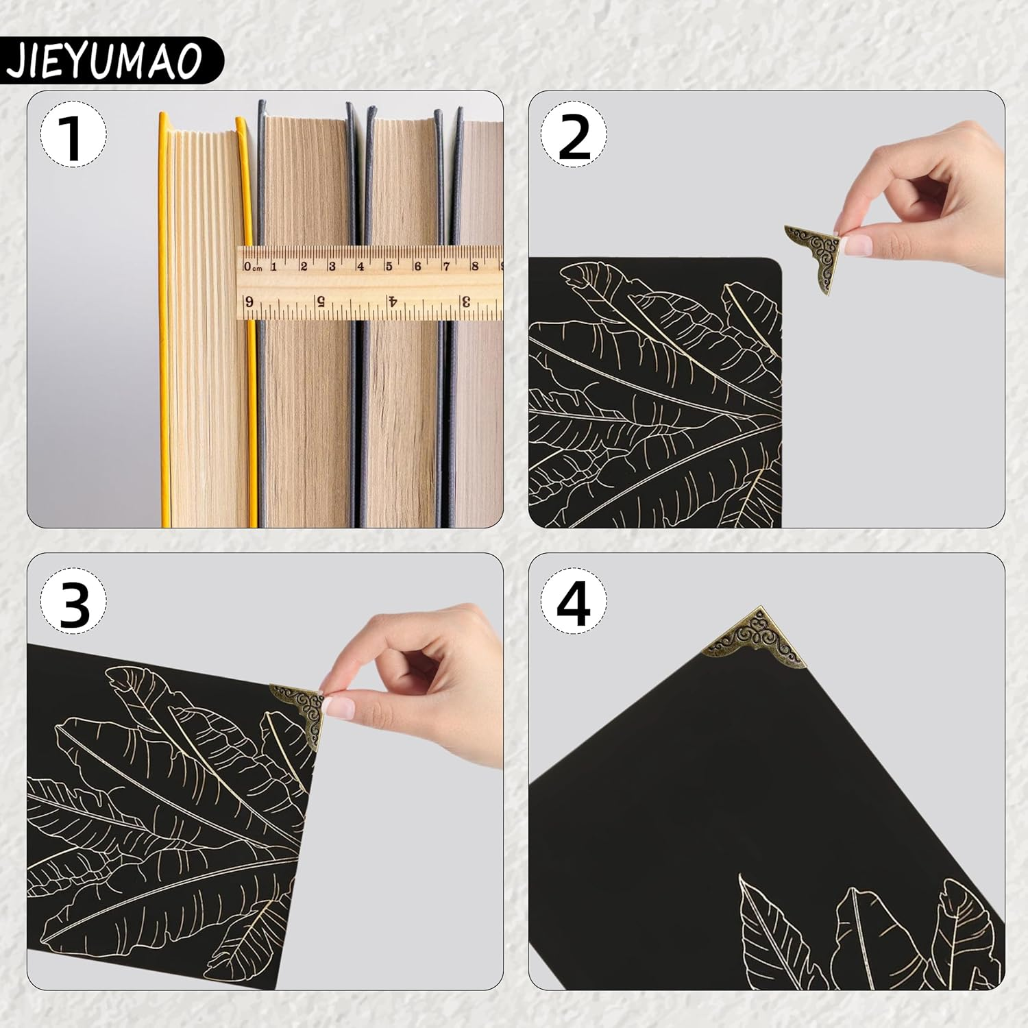 180Pcs Metal Book Corner Protector, 3 Colors Iron Guard Edge Cover for Decoration, Vintage Metal Book Corner Triangle Carved Decorative Triangle Photo Corners for Scrapbooks Notebook Album image number 6