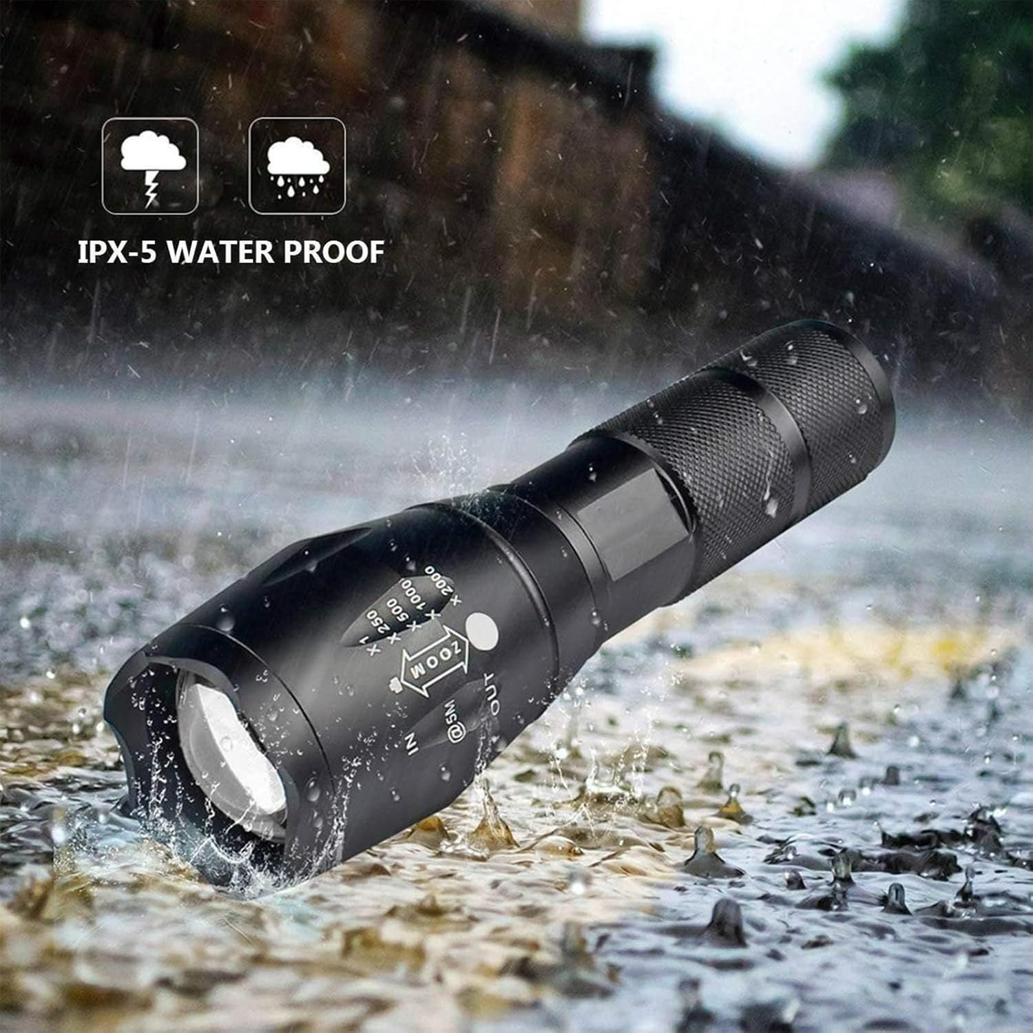 MODOAO 4 in 1 LED Flashlight Rechargeable Red Green Blue White Light Flashlight 4 Modes for Photography Fill Light Zoomable Waterproof Multicolor for Fishing Camping Hiking image number 6