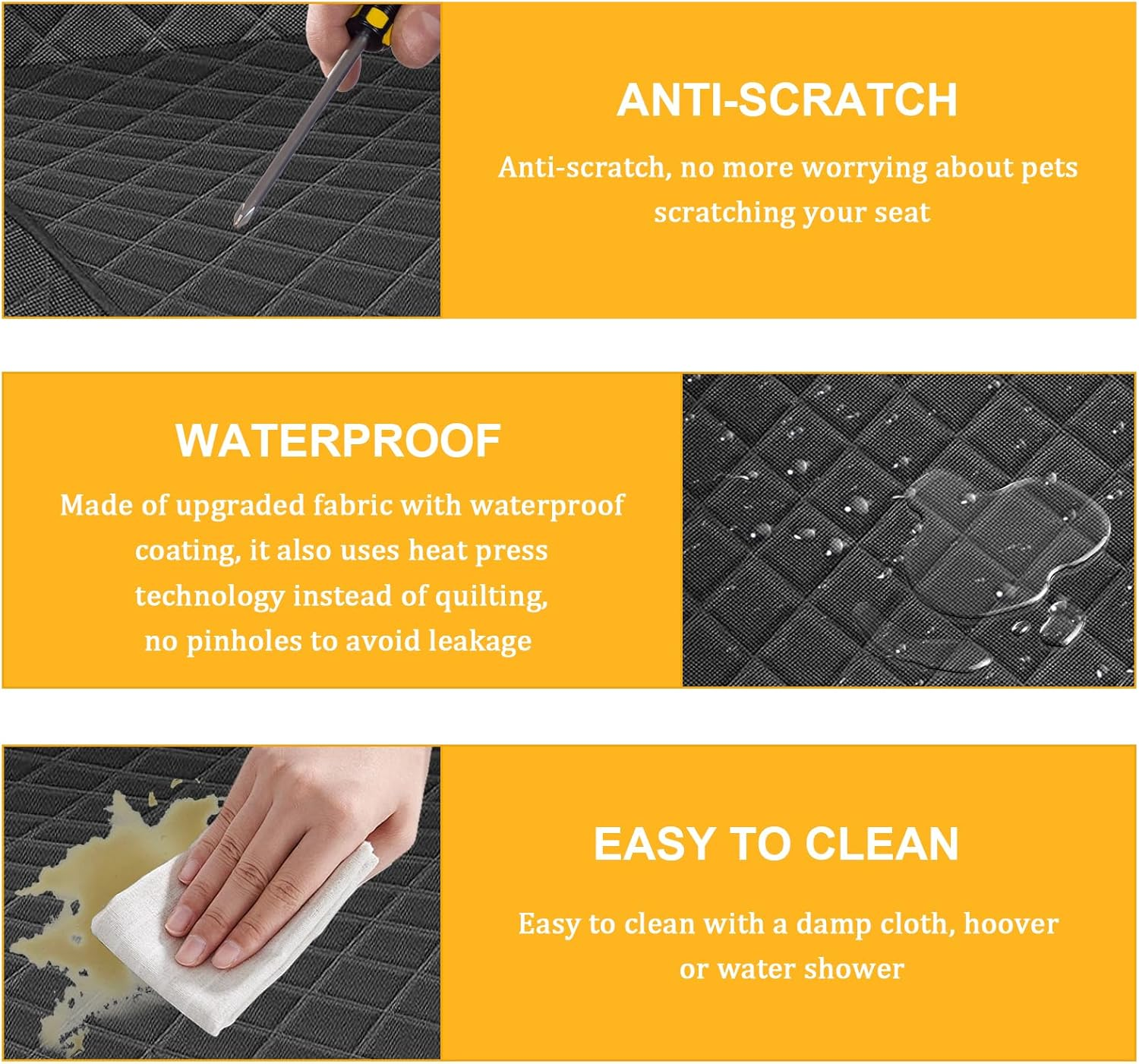 VBGURR Dog Seat Cover for Car, Waterproof Car Seat Protector for Dogs with Seat Belt, Ideal for Car, SUV, Truck, Car, Pet Blanket for Safe Transport image number 4