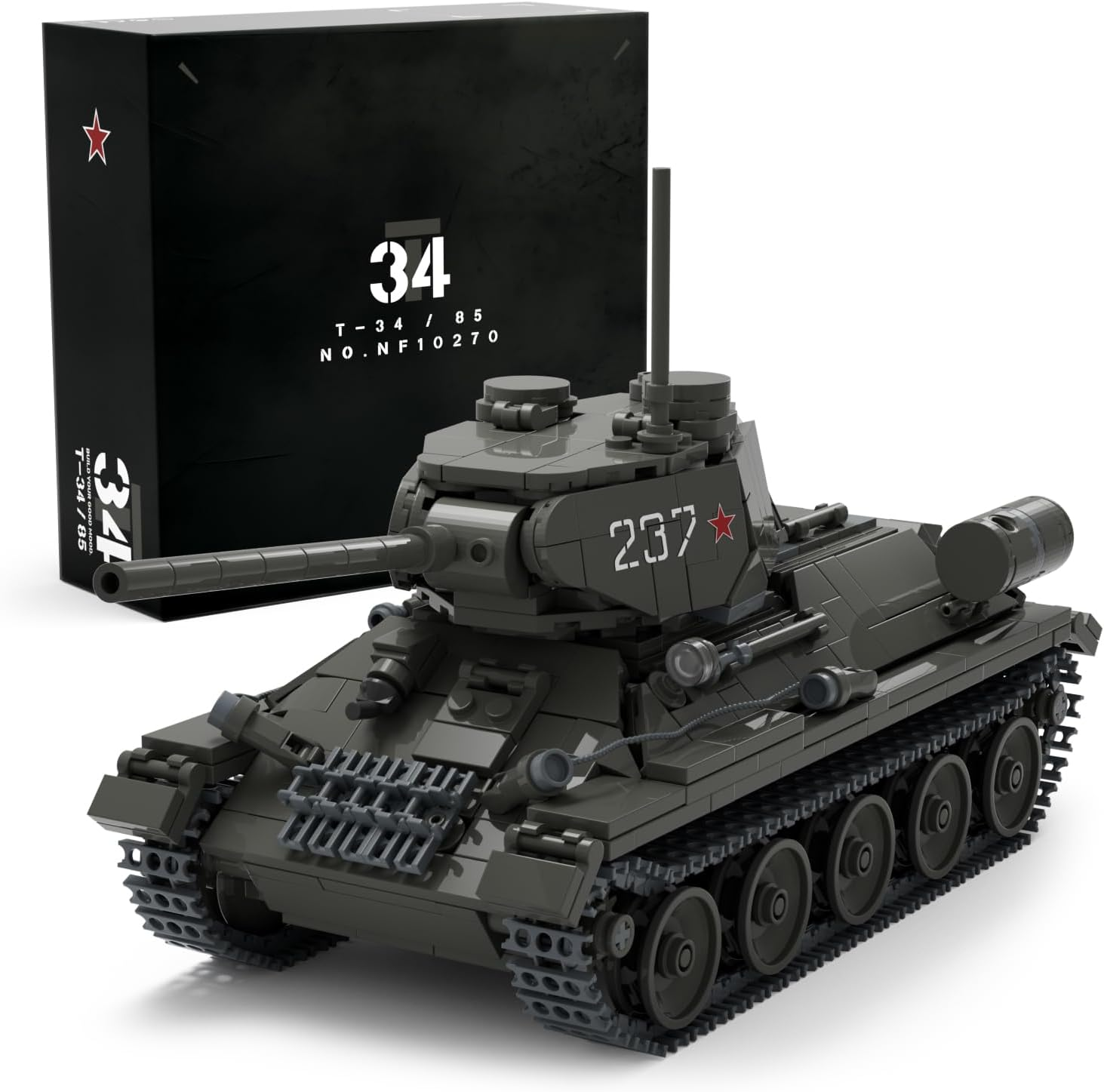Nifeliz T34/85 Tank Building Set for Adults, Army Model to Build and Display，Ww2 Model Tank for Military Fans，Collectible Gifts(818 PCS, NF10270)
