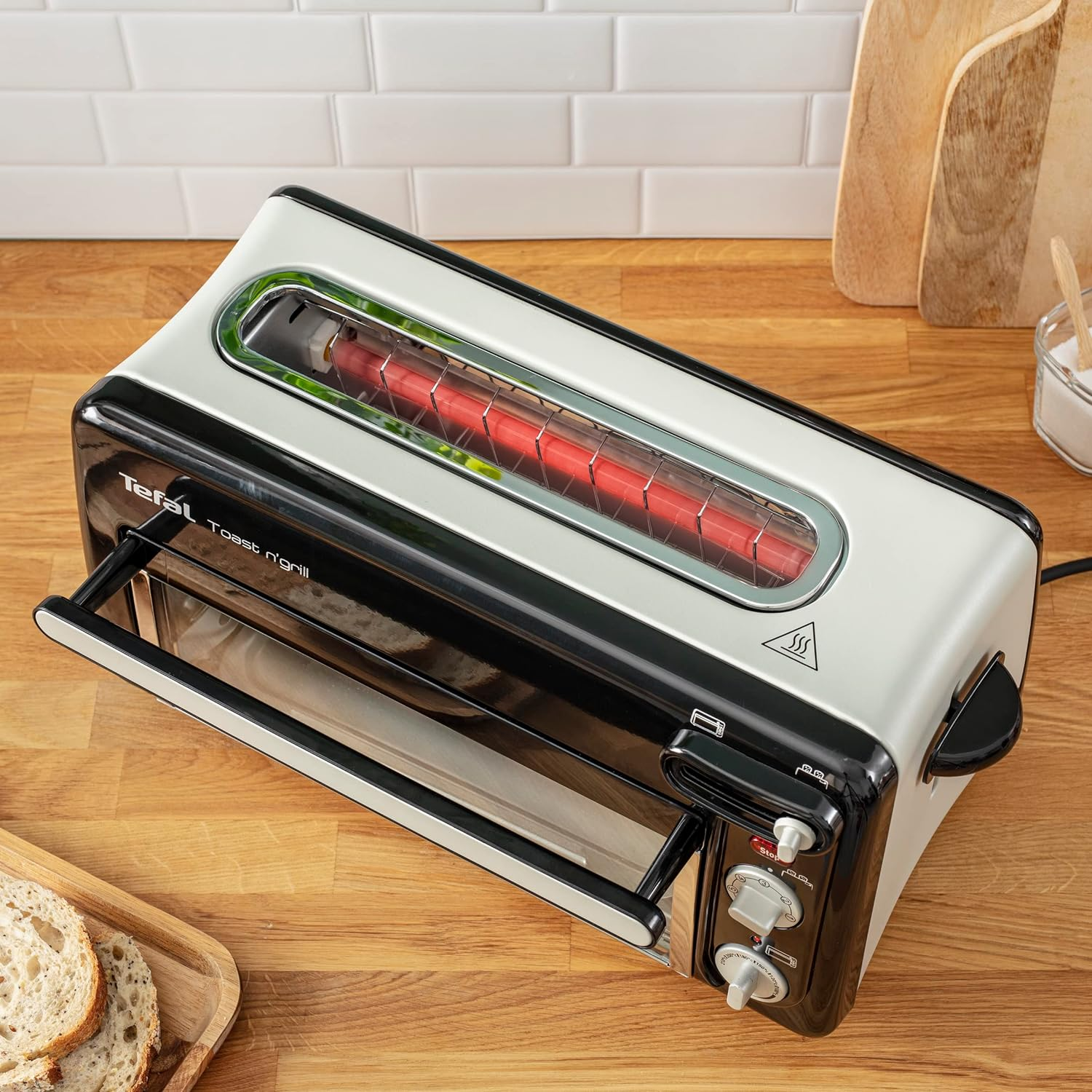 Tefal Toast N' Grill TL6008, 2-In-1 Toaster and Mini Oven, Very Energy Efficient and Fast, 1300 Watt, 43.5 X 28.5 X 22.5 Cm, Matte Black/Aluminium, 220-240V, 50-60Hz