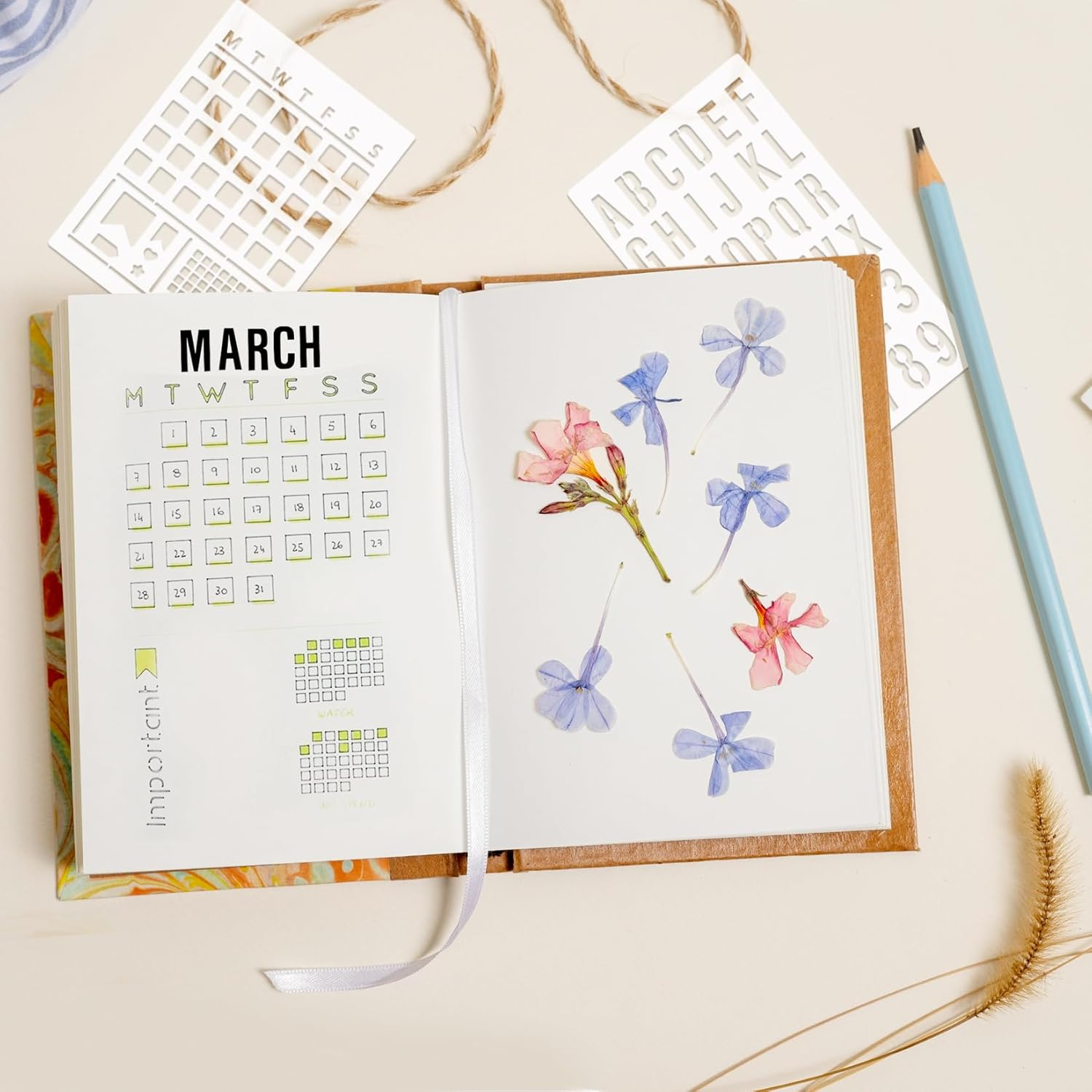 16 Pieces Journal Stencils for Dotted Journals Supplies, Happy Planner Stencils for Journaling DIY Drawing Templates Accessories Kit for Notebook Cards Scrapbook (16 Journal) image number 5