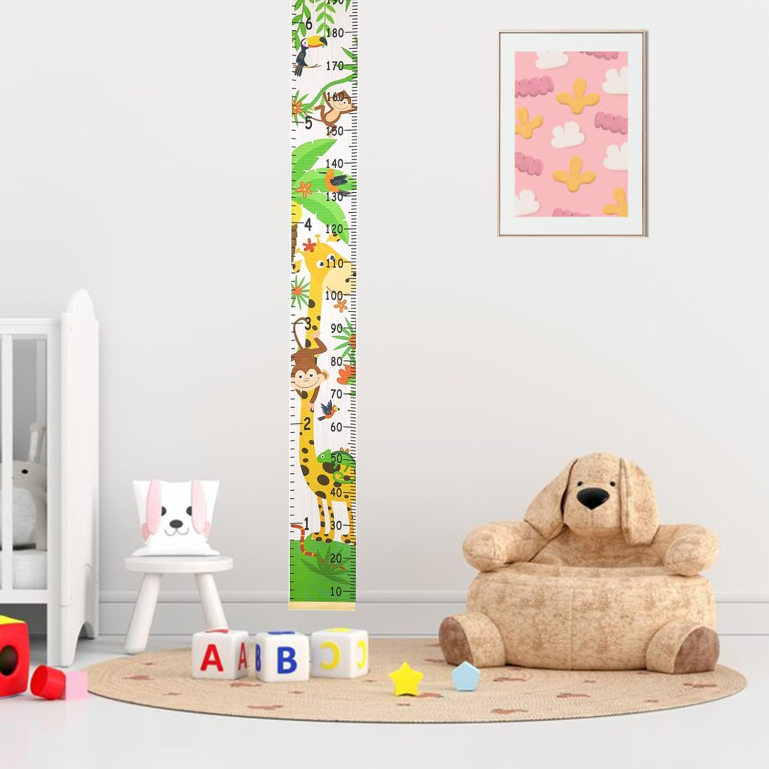 Height Growth Chart for Kids, Handing Ruler Wall Decor for Kids Removable Waterproof Canvas Height Measuring Chart Wood Frame Height Measurement Ruler from Babies to Adult for Wall Room Decor 7.9 X 79 Inch