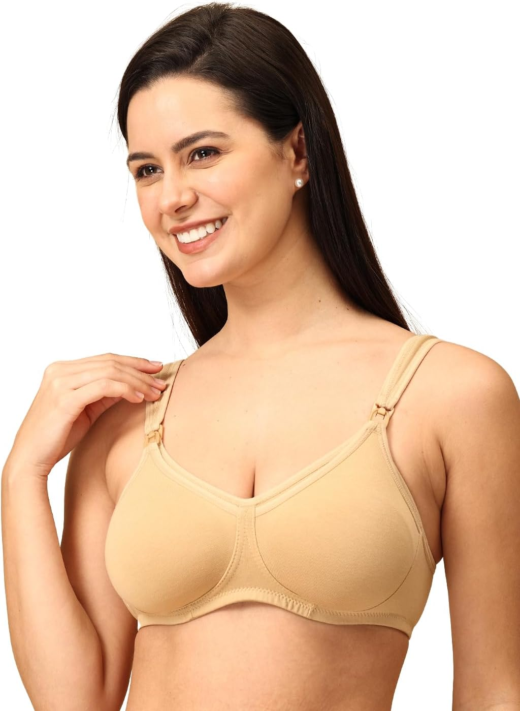 The Mom Store Mom Nursing Bra | Full Coverage Non Padded Bra | Feeding Bra | Maternity Bra | Non Wired Bra | Cotton Blend