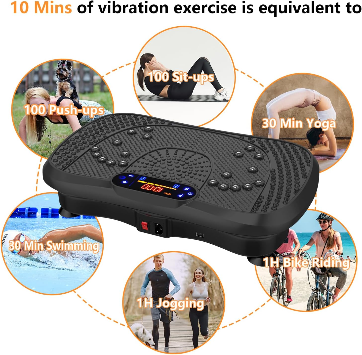 Vibration Plate Exercise Machine, Vibration Plate with Bluetooth and LED Display，120 Adjustable Speed，Full Body Vibration Plate for Lymphatic Drainage，Vibration Platform Machines for Weight Loss image number 5
