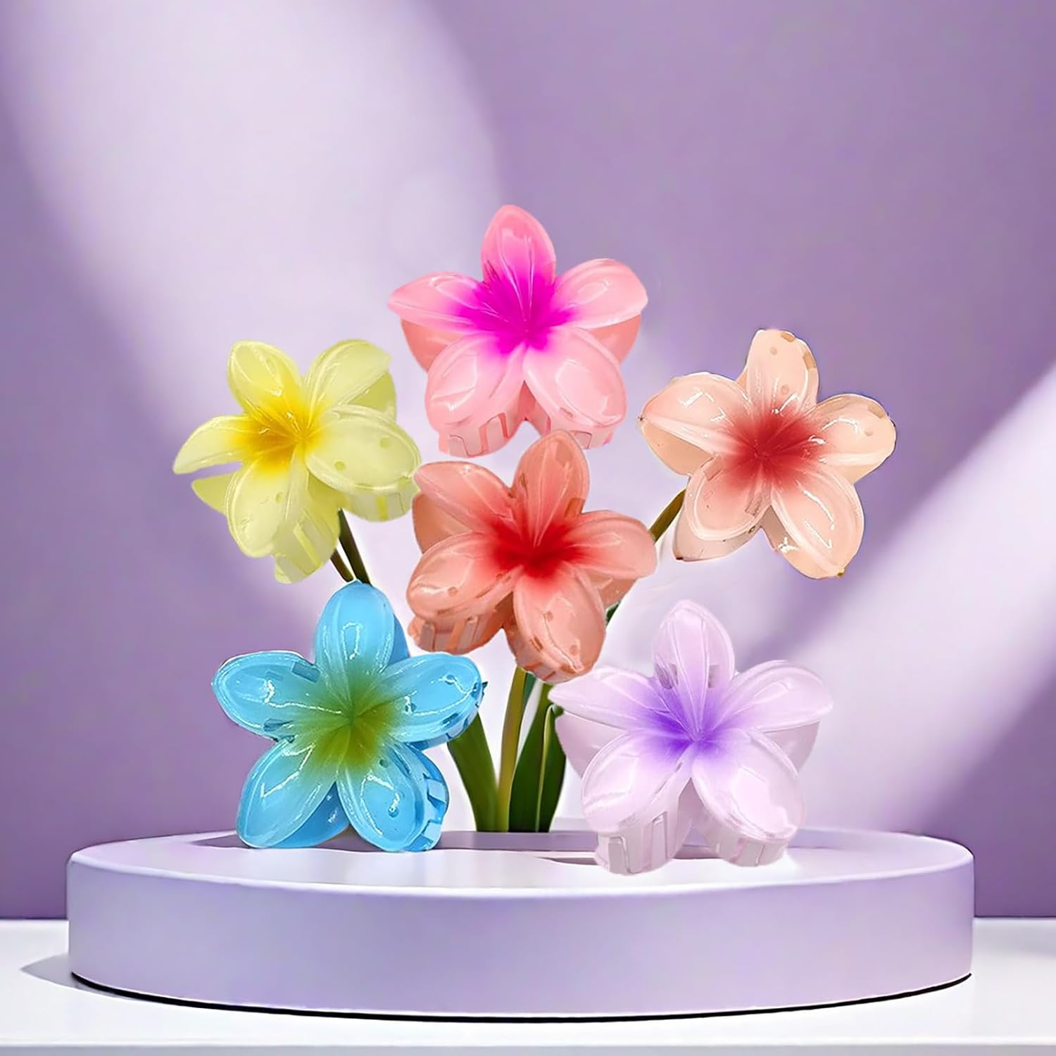 Kaizuca Pack of 12 Flower Hair Clips, 3 Cm Cute Acrylic Small Hair Clips, Non-Slip Hair Jaw Clips, Hair Styling Accessories for Women and Girls image number 6