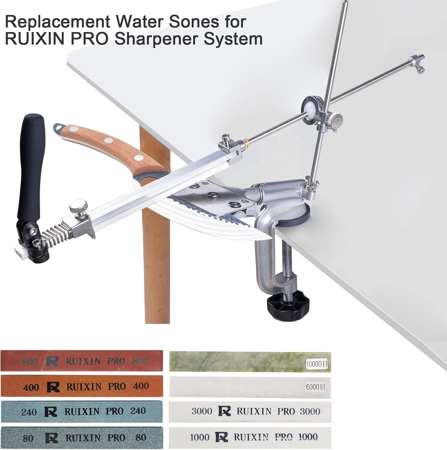 8Pcs Knife Sharpening Stones for RUIXIN Pro RX-008 Knife Sharpener Fixed-Angle Kit, Professional Whetstone Set Grindstone Polishing Stone without Base 80/240/400/800/1000/3000/6000/10000 Grit