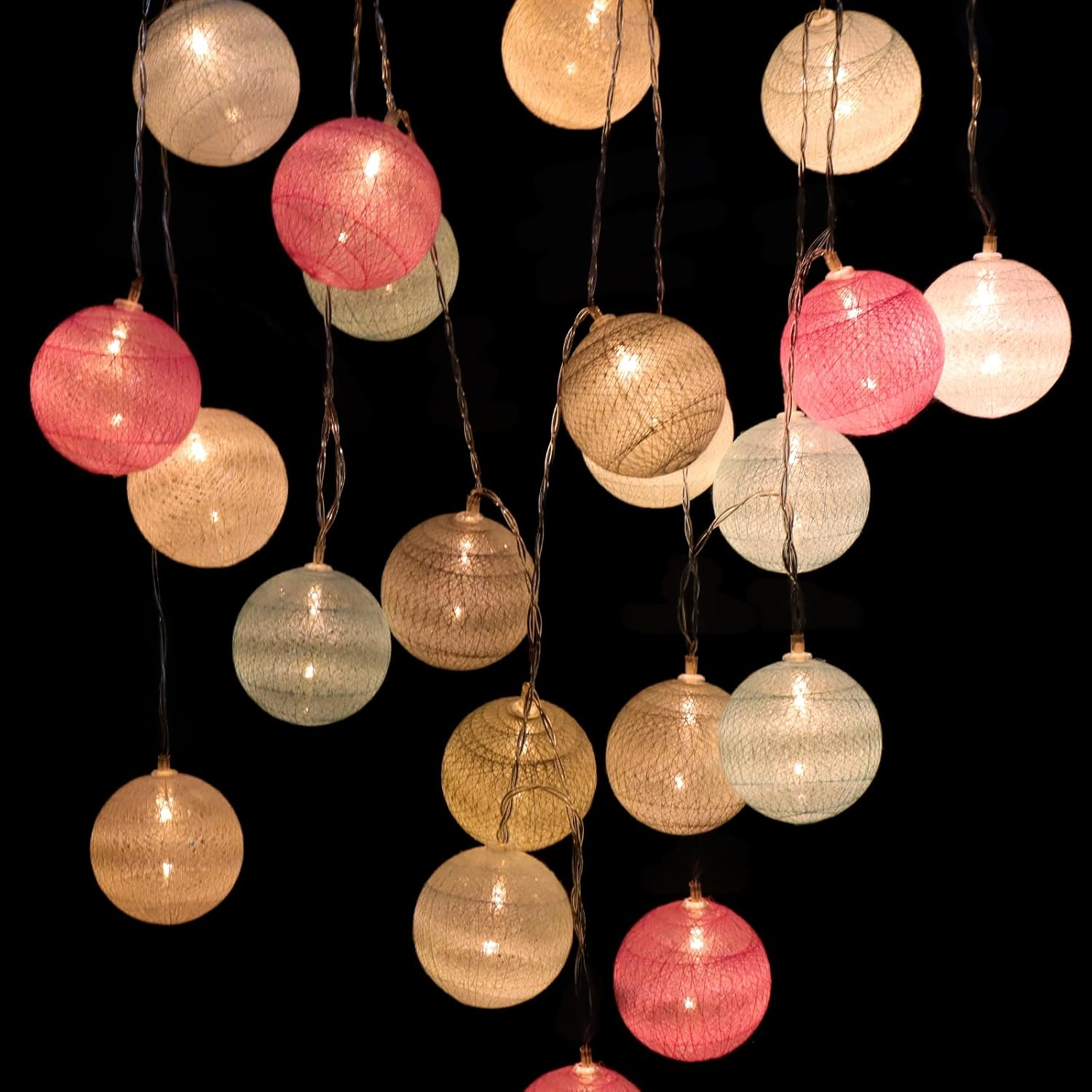 GZGXKJ 3 M Fairy Lights Balls with 20 Leds 5.8 Cm Cotton Ball Fairy Lights Lanterns Battery Operated Fairy Lights for Room Balcony Party and Wedding Decoration (Colourful) image number 4