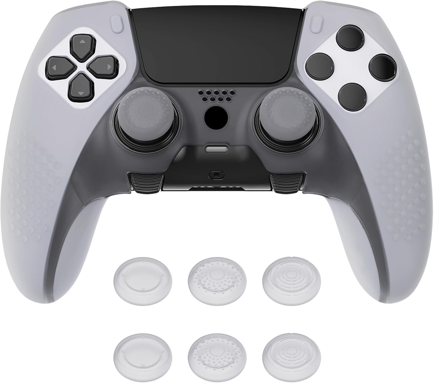 Playvital 3D Studded Edition Anti-Slip Silicone Cover Case for Ps5 Edge Controller, Soft Rubber Protector Skin for Ps5 Edge Wireless Controller with 6 Thumb Grip Caps - Black