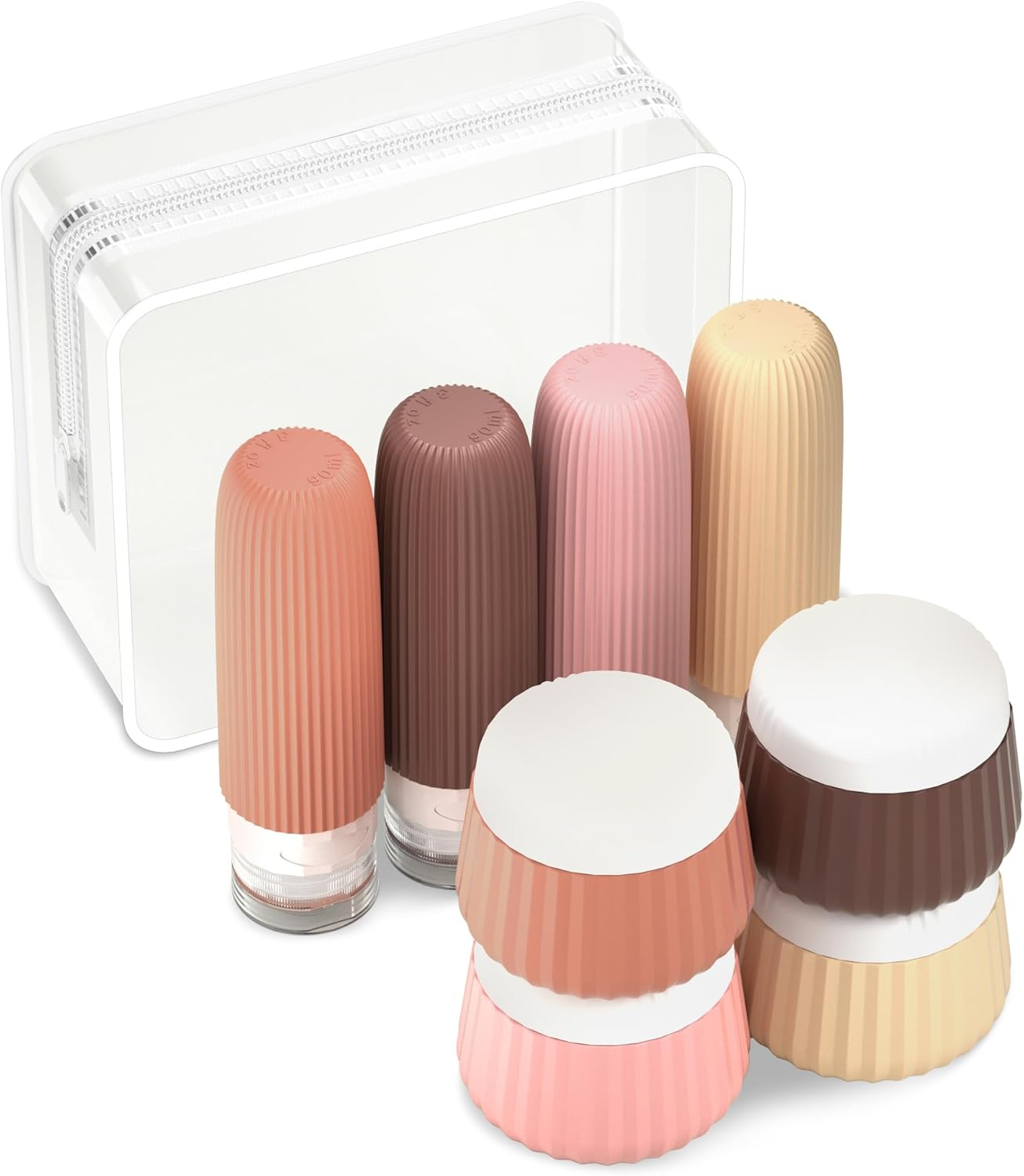 Mrsdry Travel Bottles - 8 Pack, TSA Approved Travel Size Toiletries, Leak Proof Silicone Squeezable Containers in Clear Bag image number 3