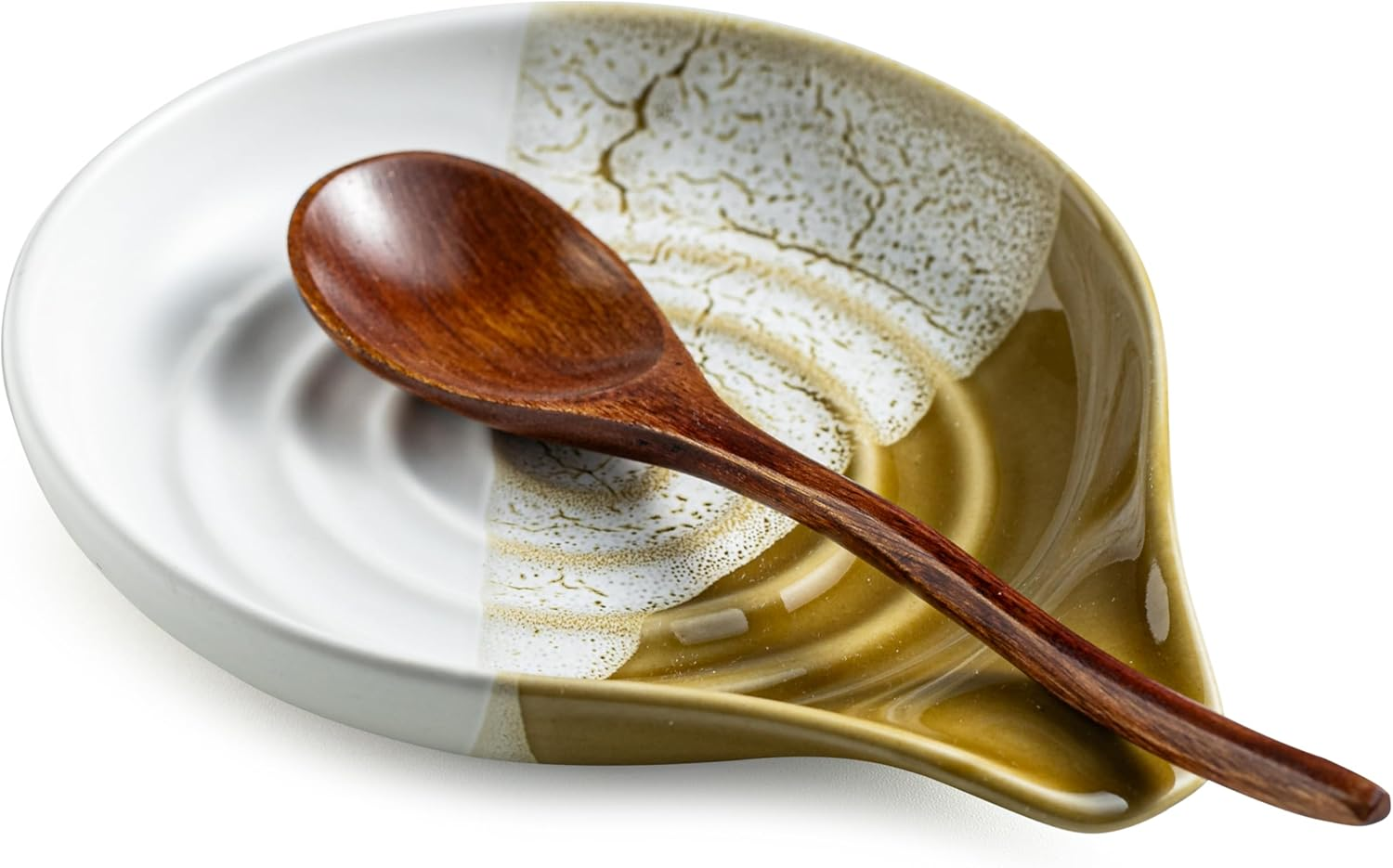 Ceramic Spoon Rest for Stove Top & Kitchen Counter, Large Spoon Holder, Heat-Resistant & Easy to Clean, Non-Stick Spatula Holder for Cooking, Coffee Spoon, Kitchen Decor, Gradient Brown image number 1