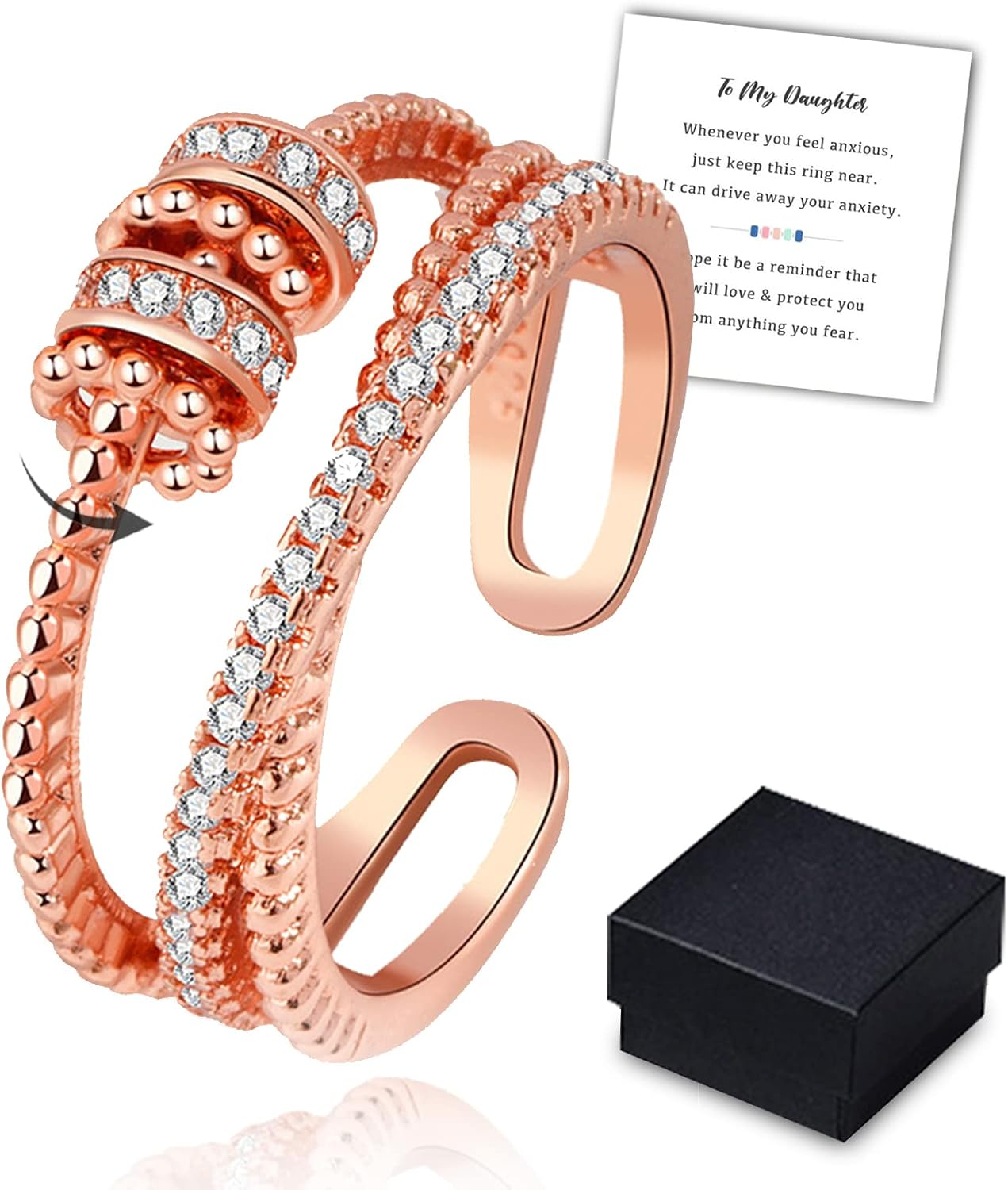 To My Daughter - Fidget Ring, 925 Sterling Silver Anxiety Ring Fidget Ring Women Spinner Rings, Women Spinner Rings for Anxiety (Copper) image number 5