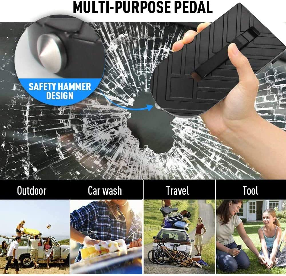 OPP ULITE Car Doorstep Vehicle Folding Ladder U Shaped Hook Pedal Foot Pegs Multifunction Easy Access to Rooftop with Safety Hammer Doorstep for Car Roof-Rack Truck SUV Jeep Off-Road,Black image number 6