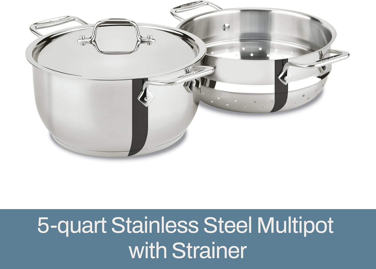 All-Clad E414S564 Stainless Steel Steamer Cookware, 5-Quart, Silver image number 4