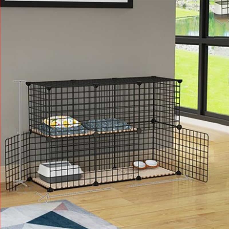AUKO DIY Cat Cage, Detachable Metal Wire Large Kitten Enclosure with Ladder, Indoor Outdoor Kennels Playpen, Crate Large Exercise Place (White 75X109X75Cm) image number 5