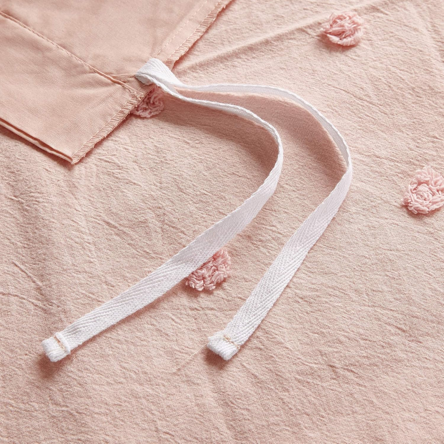 Urban Habitat Duvet Set 100% Cotton Jacquard, Tufts Accent, Shabby Chic All Season Cover for Comforter, Matching Shams, Decorative Pillows, Full/Queen (88 in X 92 In), Pink 7 Piece