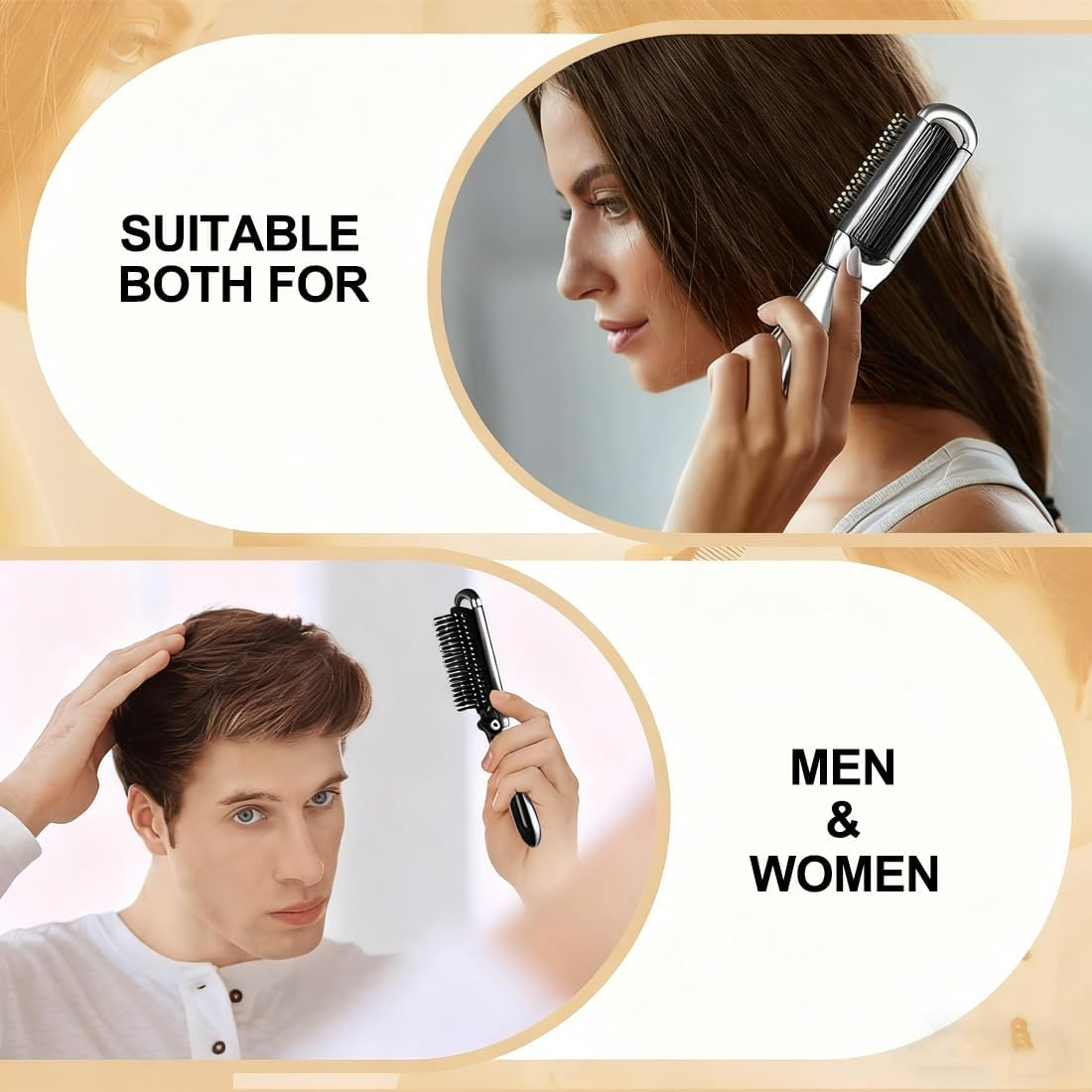 KIRZAX Foldable Travel Hair Brush, Pack of 2 Portable Hair Styling Combs, Hair Combs, Foldable Hair Brush with Mirror, Pockets Hair Comb, Hair Styling Comb for Men and Girls, Silver image number 1