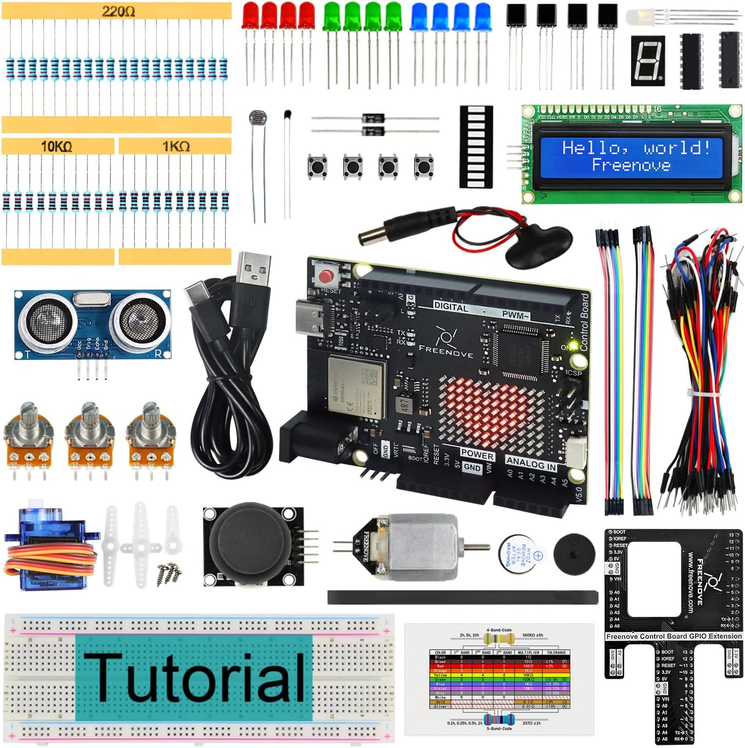 Freenove Super Starter Kit with Board V5 Rev4 Mini (Compatible with Arduino IDE), Arm Cortex-M4 Microcontroller, 305-Page Detailed Tutorial, 172 Items, 60 Projects