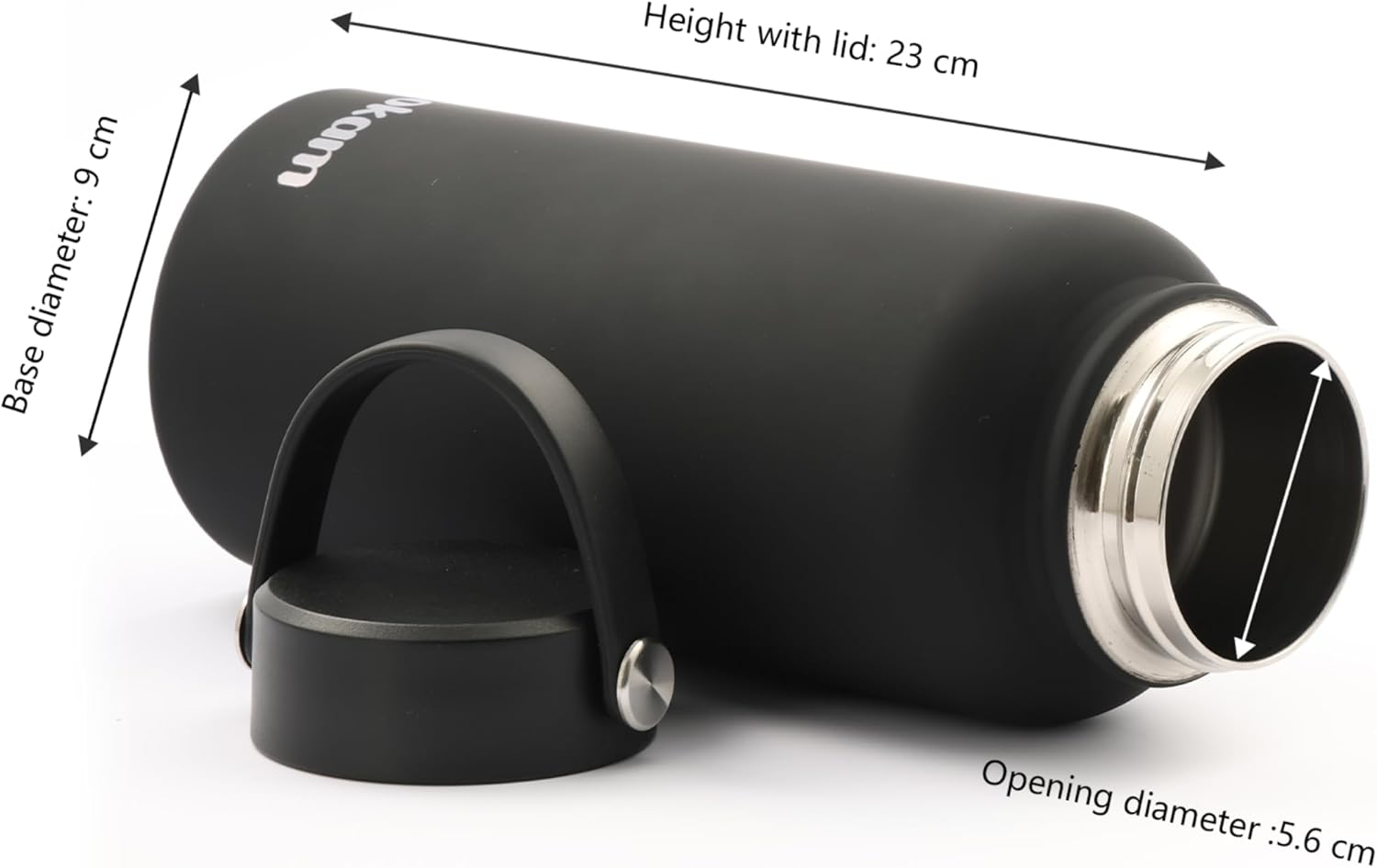 OKAM 950Ml Insulated Water Bottle - Stainless Steel Double Wall Waterbottle, Black, Vacuum Insulated, Bpa-Free, Leak-Proof Lid, Hot/Cold 12Hrs, Wide Mouth -Gym, Outdoor, Office Drink Bottles Insulated image number 6