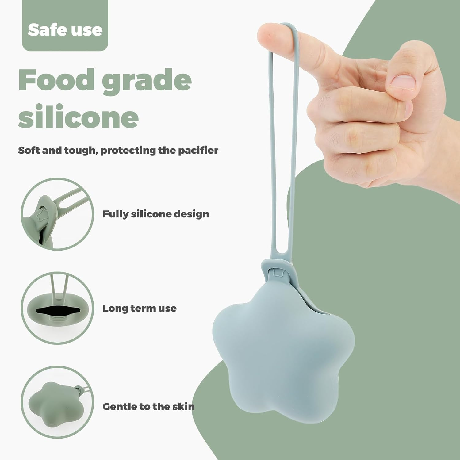 DJAPWPX-3 Pcs Silicone Pacifier Holder Case, Safe and Soft Material Pacifier Pouch, Portable Pacifier Case, Protective Pacifier Storage Case, Easy to Clean for Diaper Bag Stroller (B) image number 5