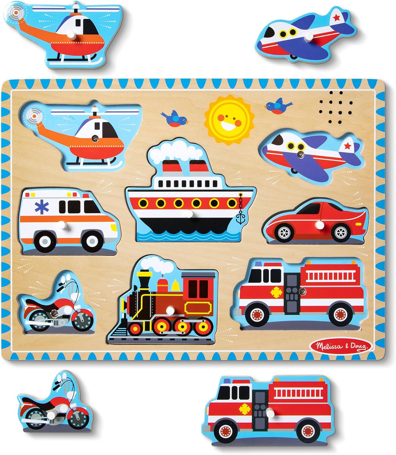 Melissa and Doug - Vehicles Sound Puzzle - 8 Pieces