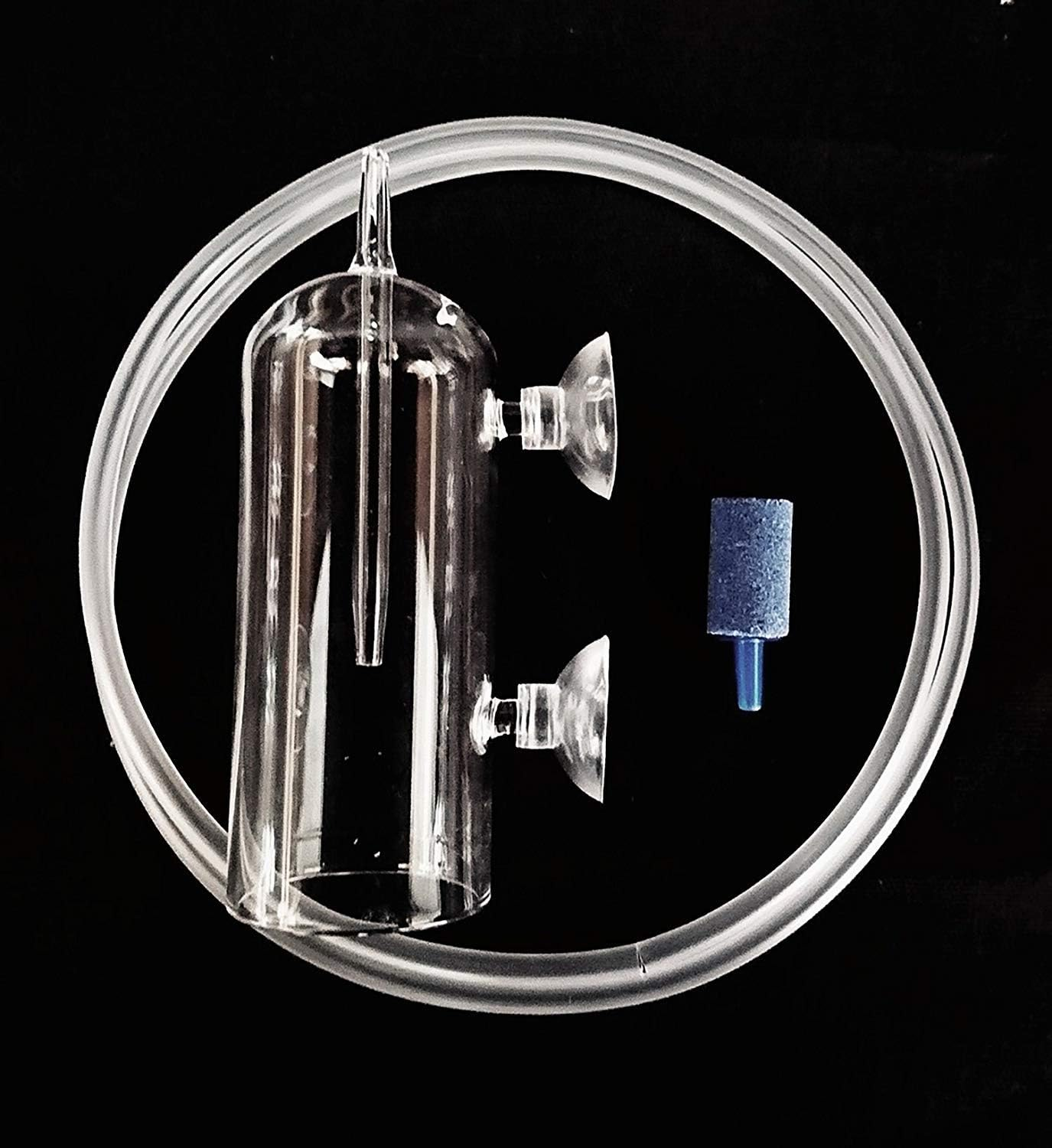 Aquarium Air Bubbler Glass Cup with 2 Air Stones, High Dissolved Oxygen for Fish Tank, Bubble Stopper image number 1