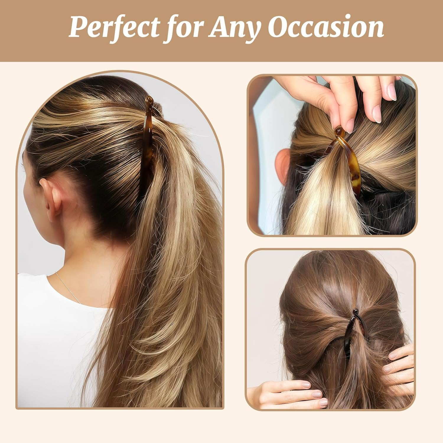 Xanthelle Banana Clip, Pack of 4 Large Banana Clip Hair, Flexible Banana Hair Clip for Women, Classic Hair Clip Banana for Thick & Thin Hair Styling image number 1